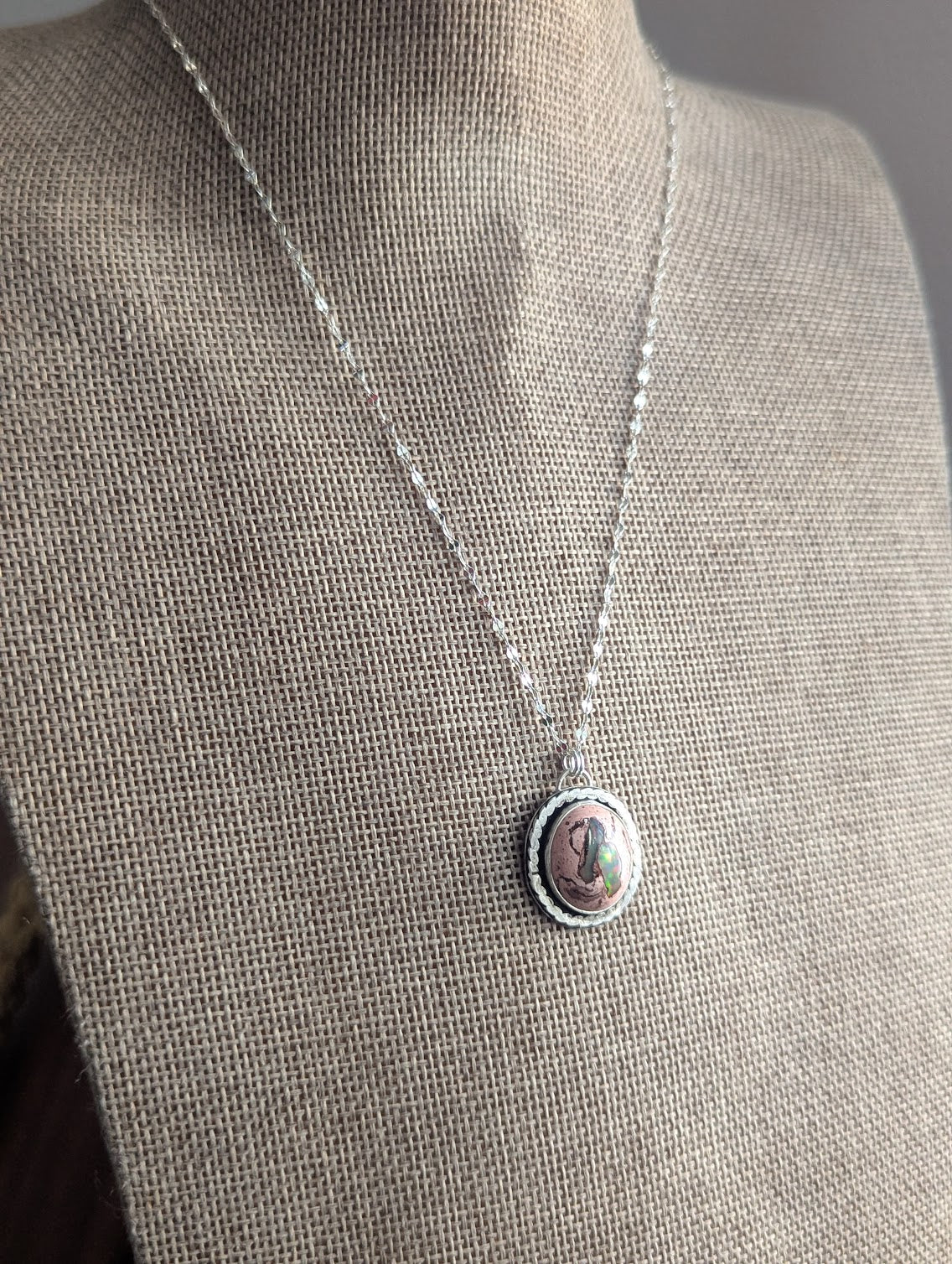 Cantera Mexican Fire Opal Silver Necklace