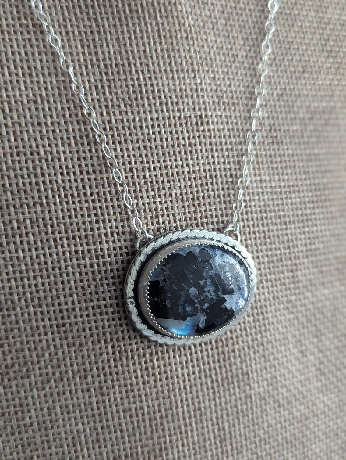 Moonstone with Black Tourmaline Silver Necklace