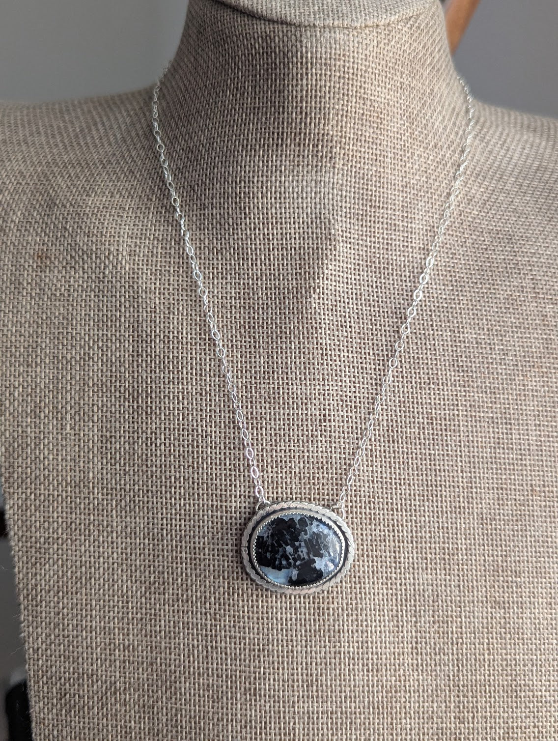 Moonstone with Black Tourmaline Silver Necklace