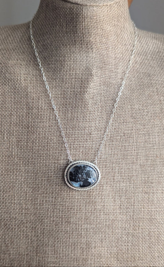 Moonstone with Black Tourmaline Silver Necklace