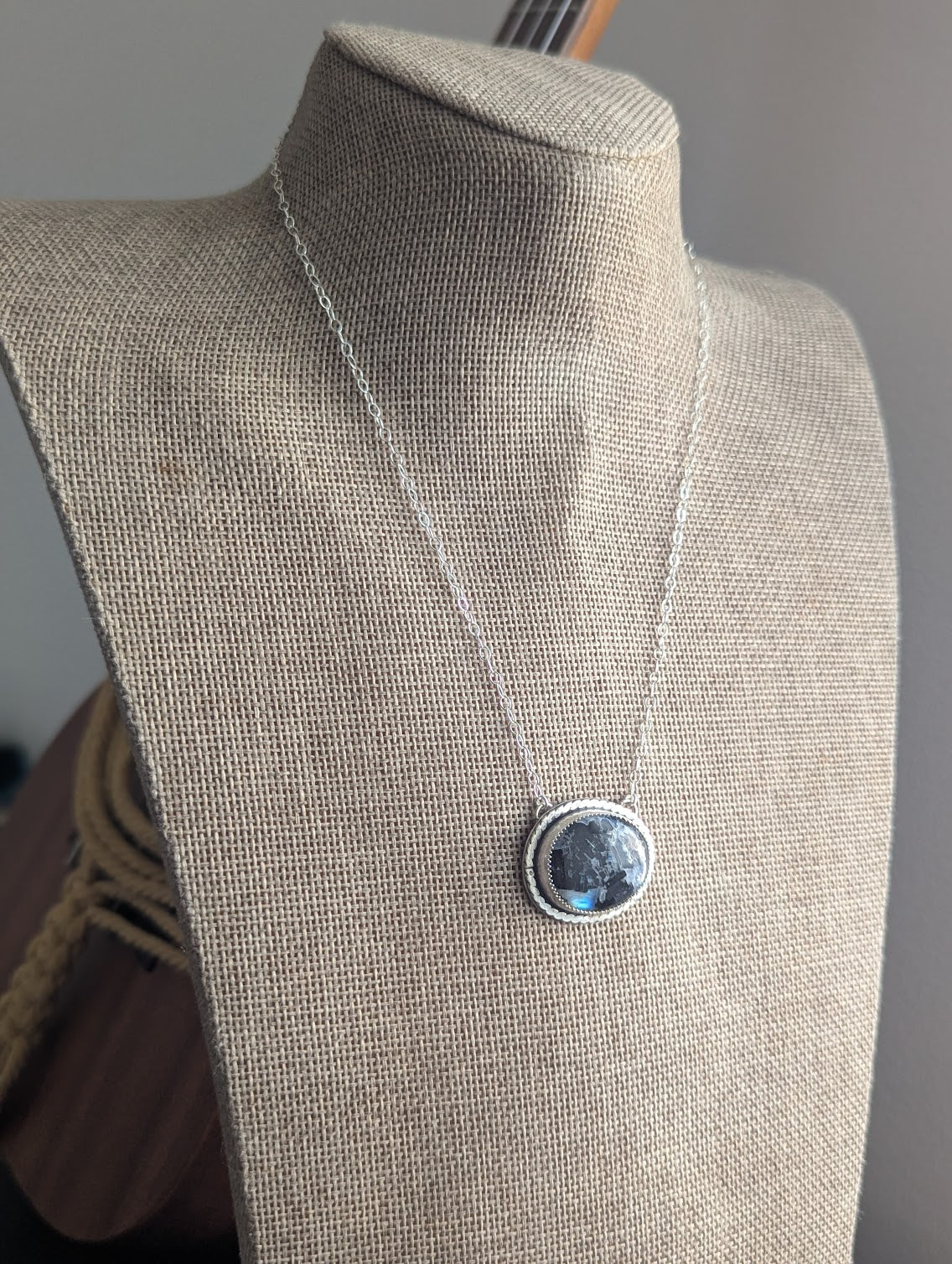 Moonstone with Black Tourmaline Silver Necklace