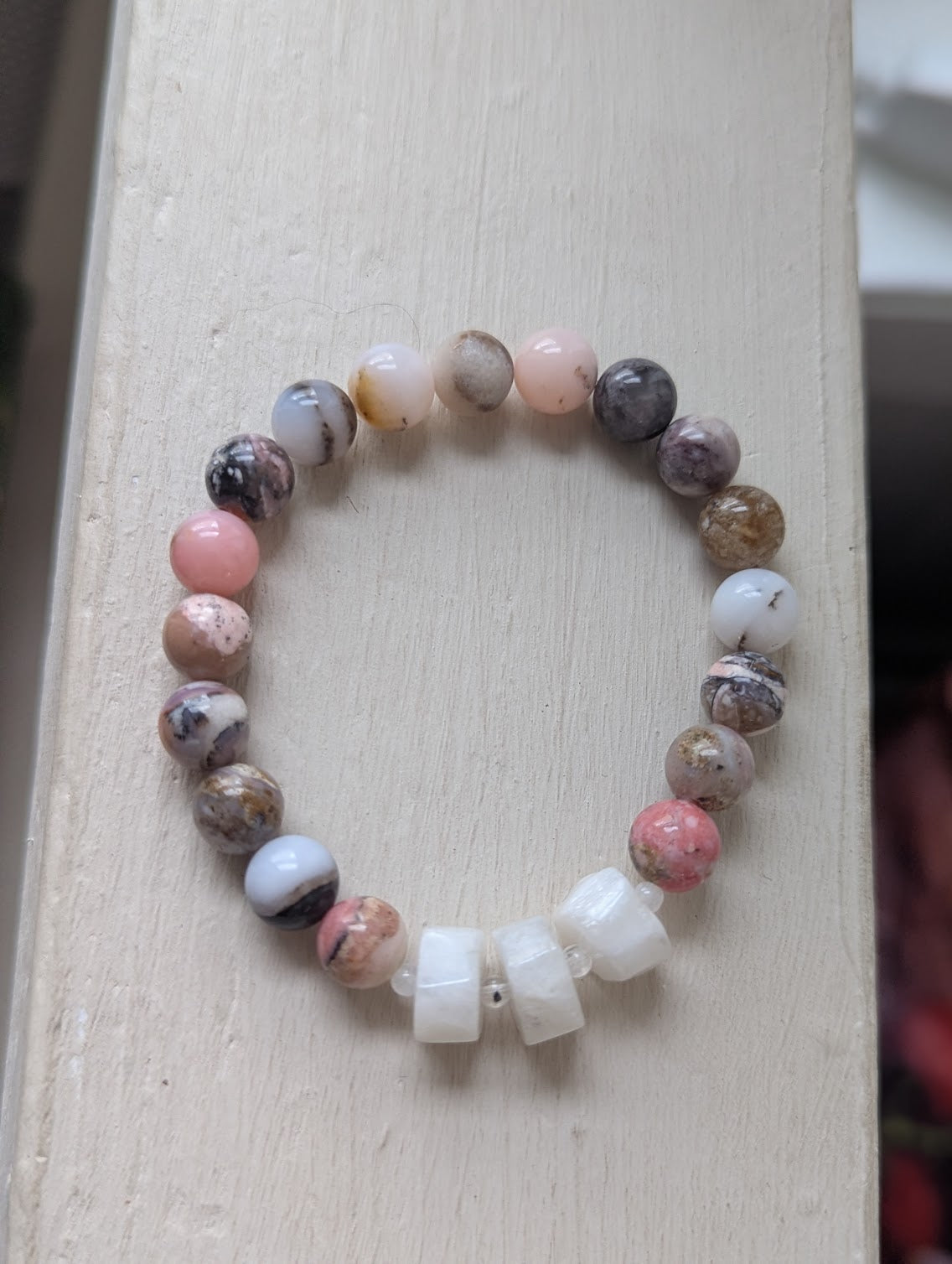 Limited Edition! Pink Opal and Moonstone Stretch Bracelet (Various Sizes Available)
