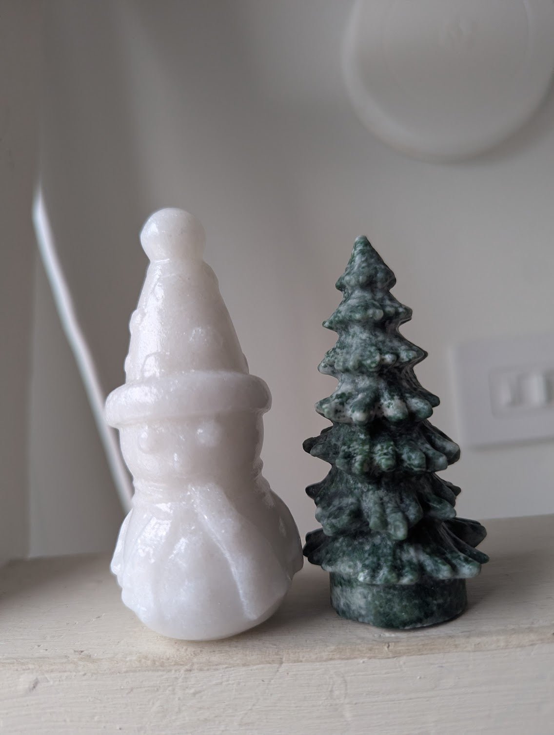 Carved White Gemstone Snowman