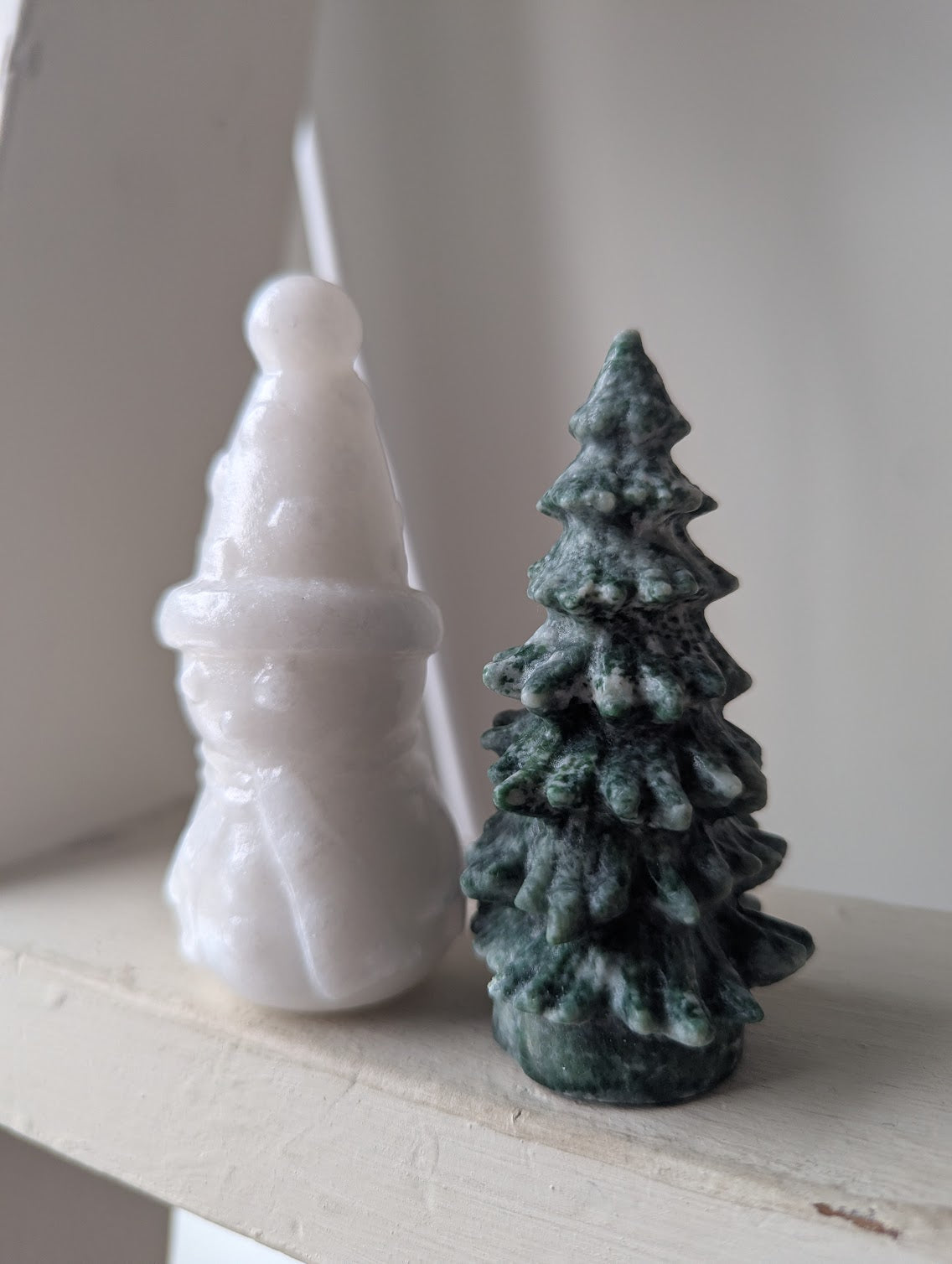 Carved White Gemstone Snowman