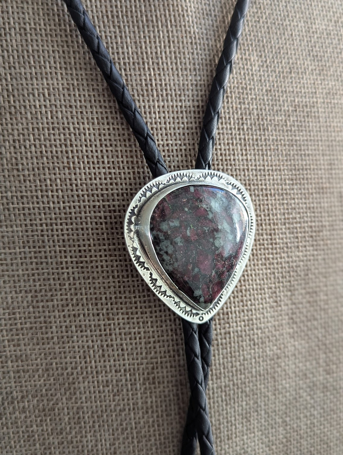Eudialyte Stamped Bolo Tie
