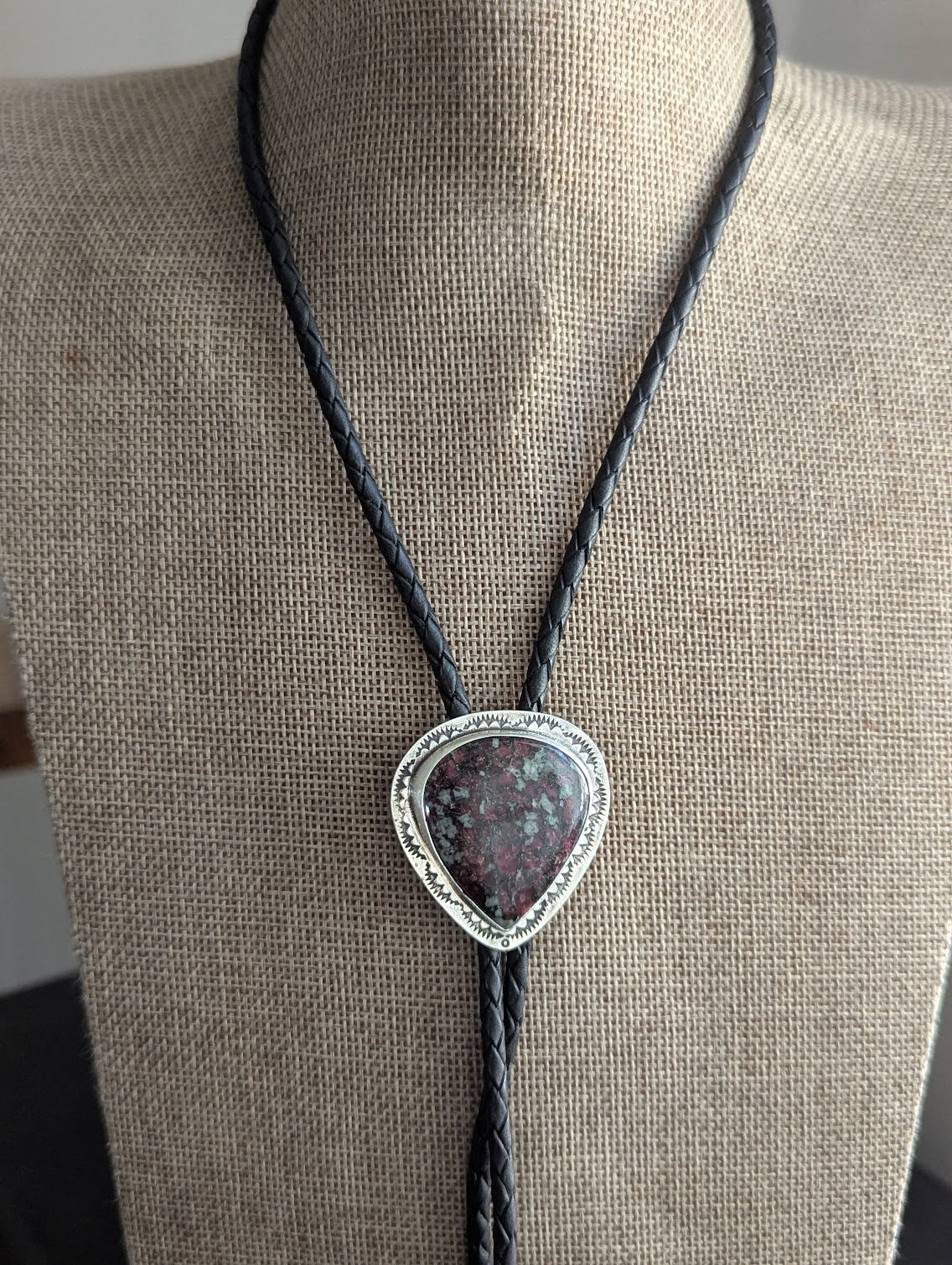 Eudialyte Stamped Bolo Tie