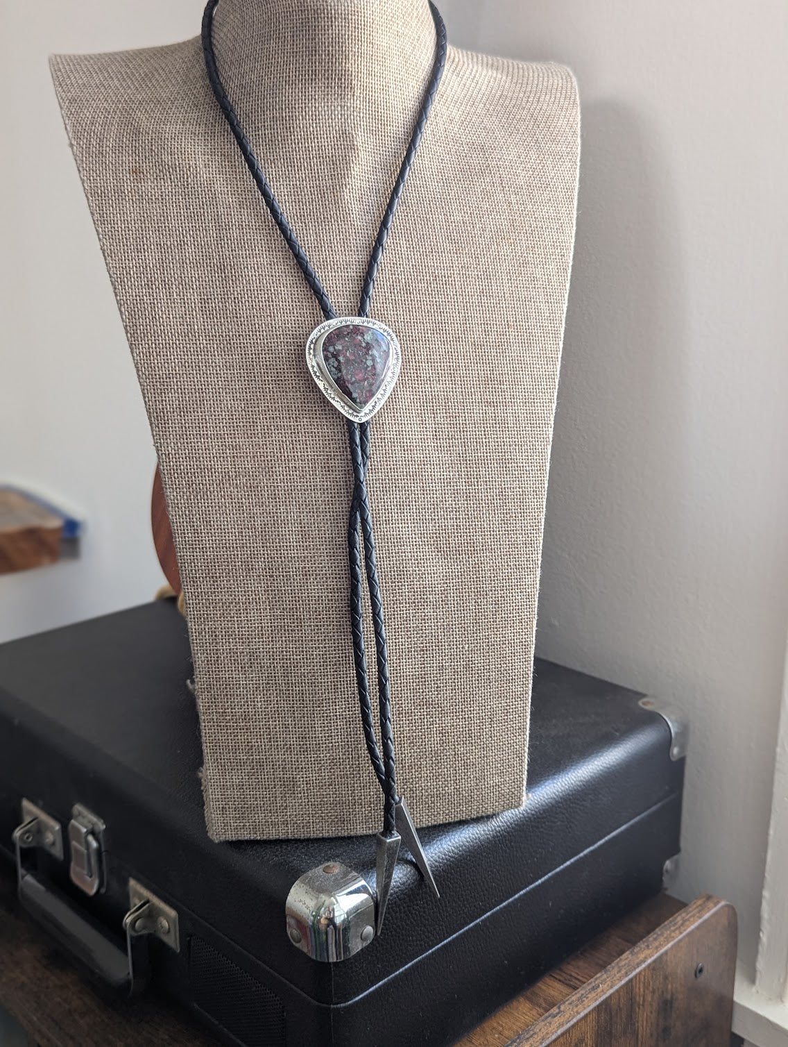 Eudialyte Stamped Bolo Tie