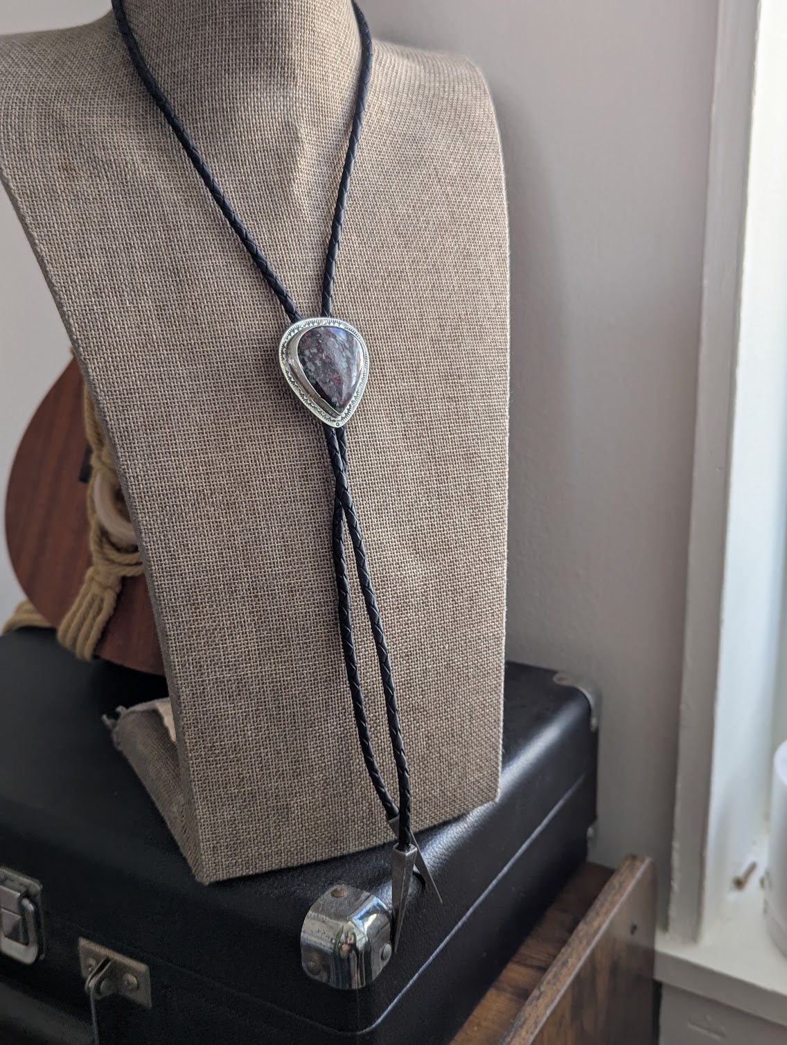 Eudialyte Stamped Bolo Tie