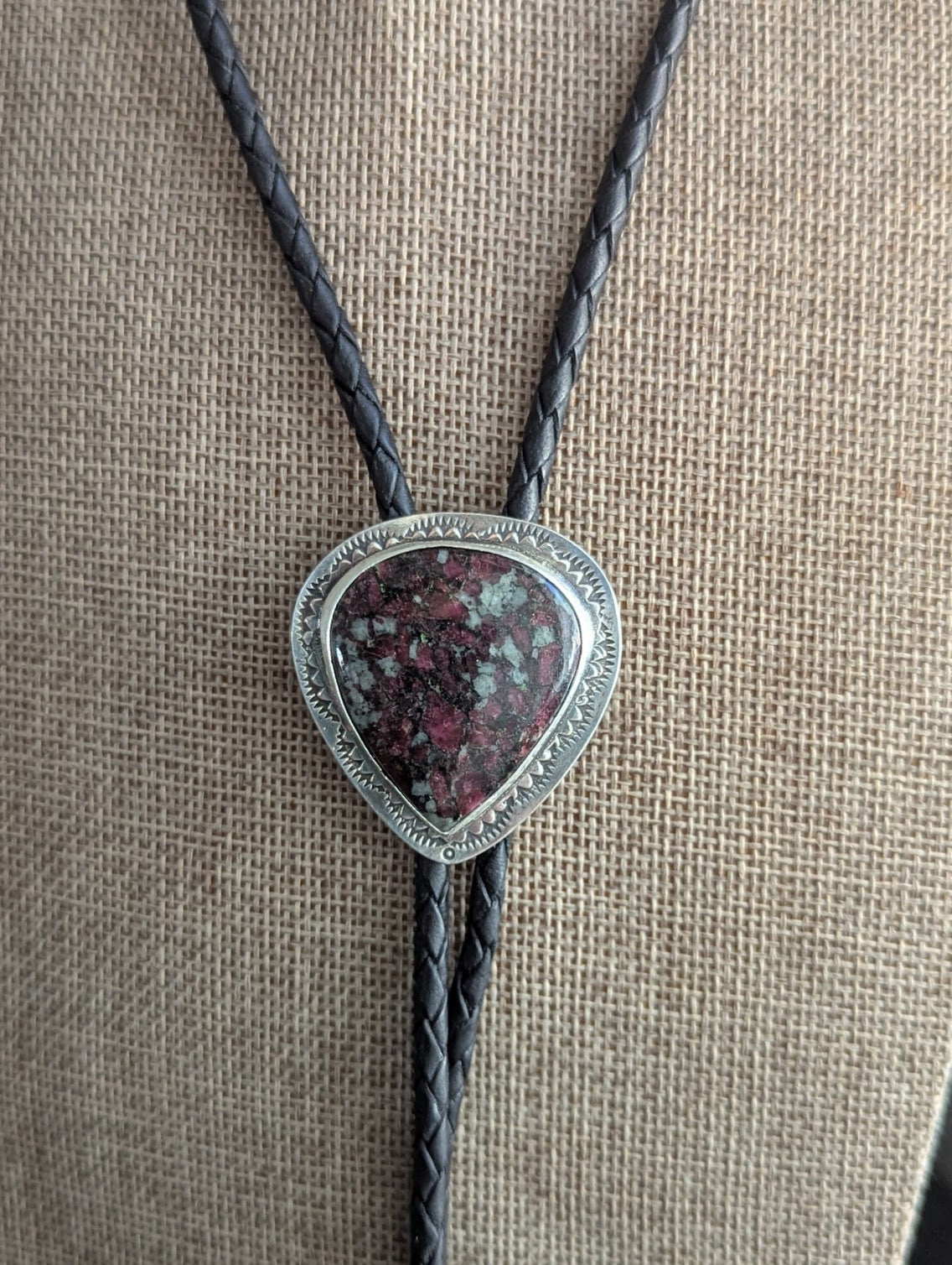 Eudialyte Stamped Bolo Tie