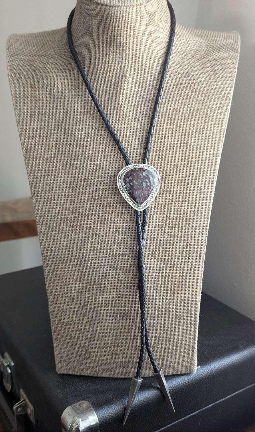 Eudialyte Stamped Bolo Tie