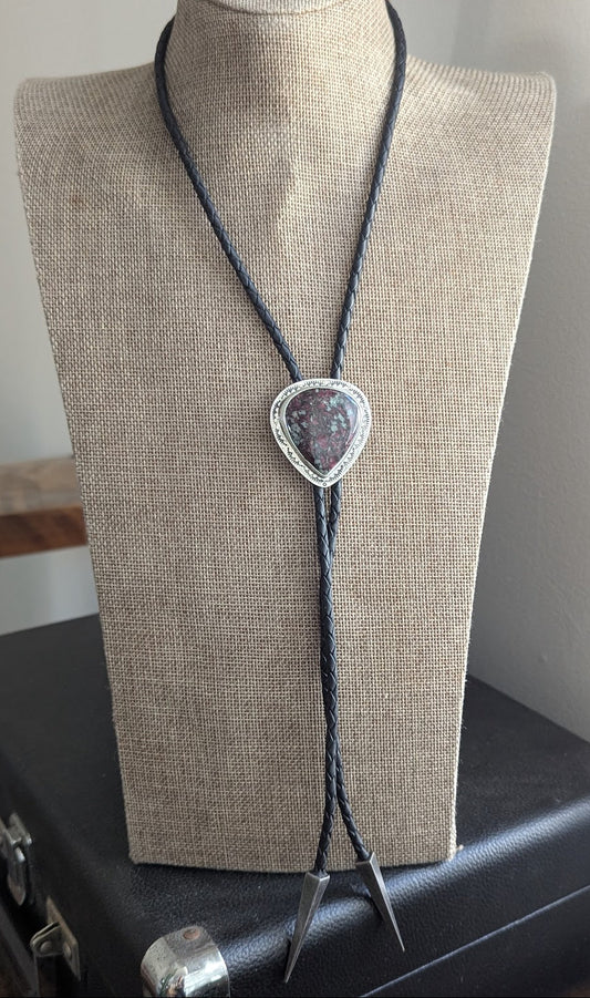 Eudialyte Stamped Bolo Tie