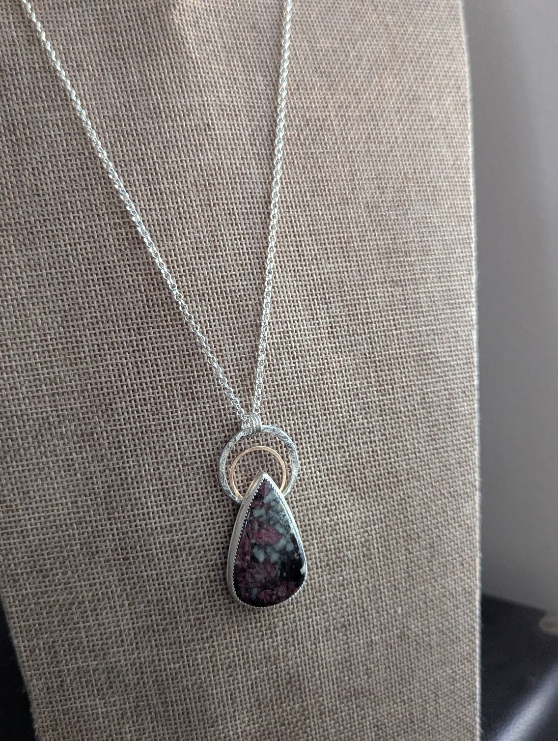 Eudialyte Gold and Silver Full Circle Necklace