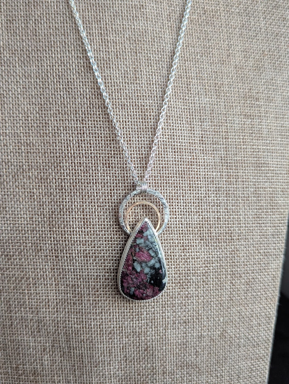 Eudialyte Gold and Silver Full Circle Necklace