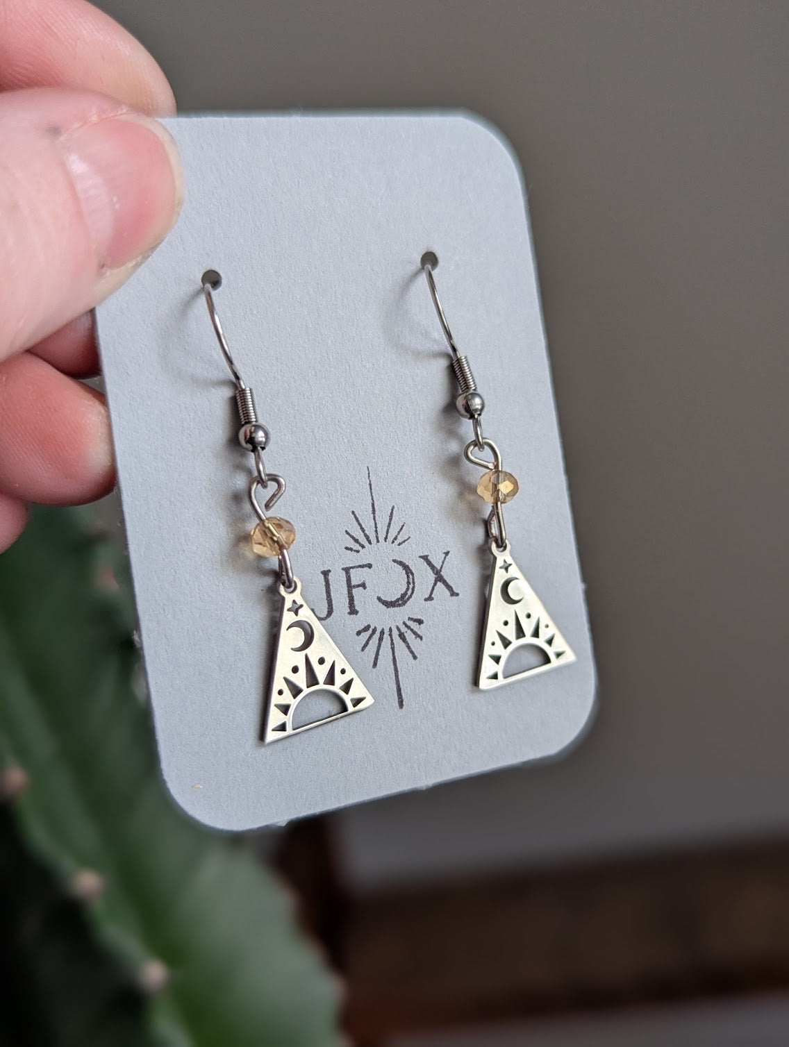 Sun Moon Mountain Silver Earrings
