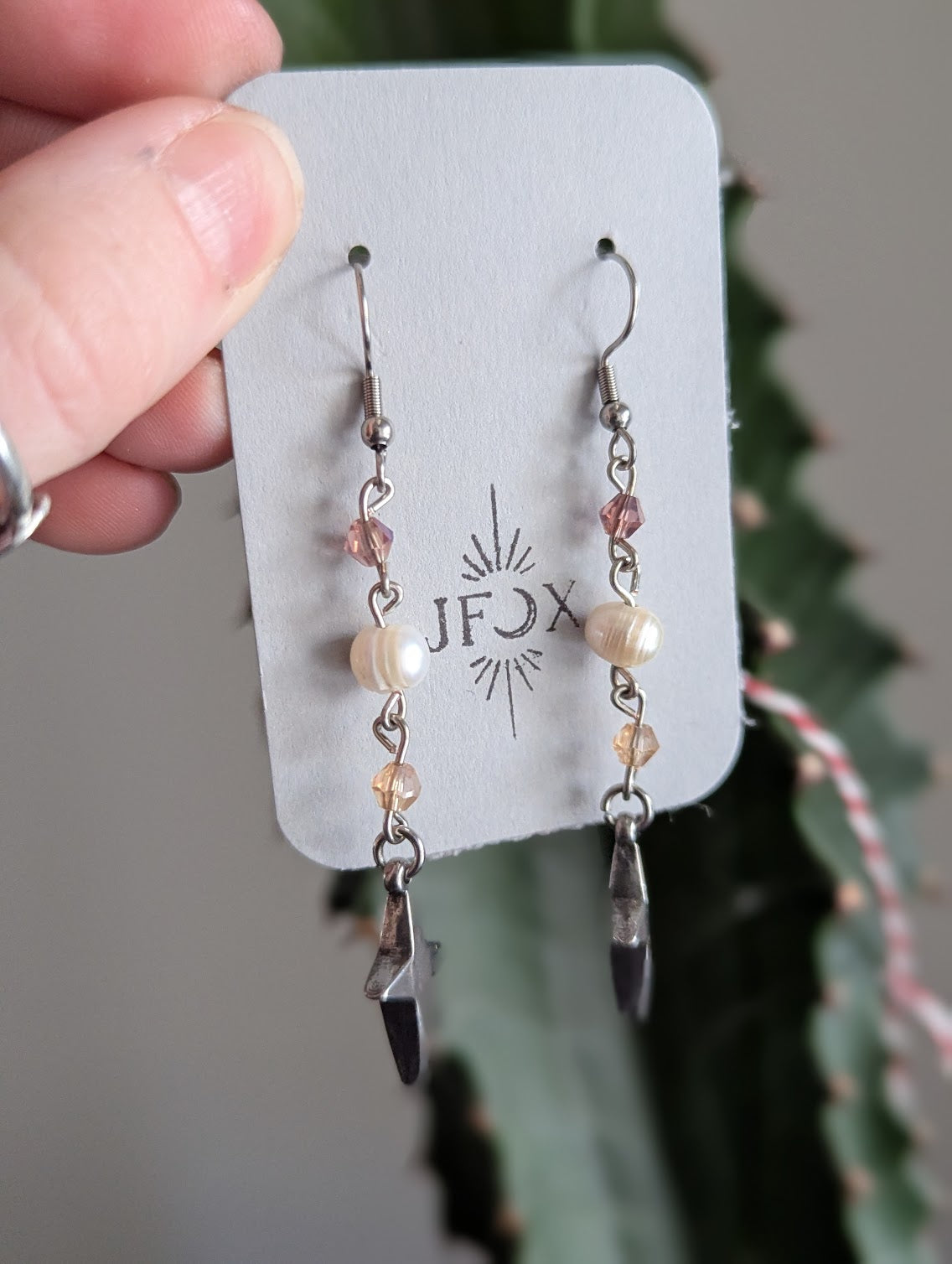 Crystal Shooting Star Pearl Silver Earrings