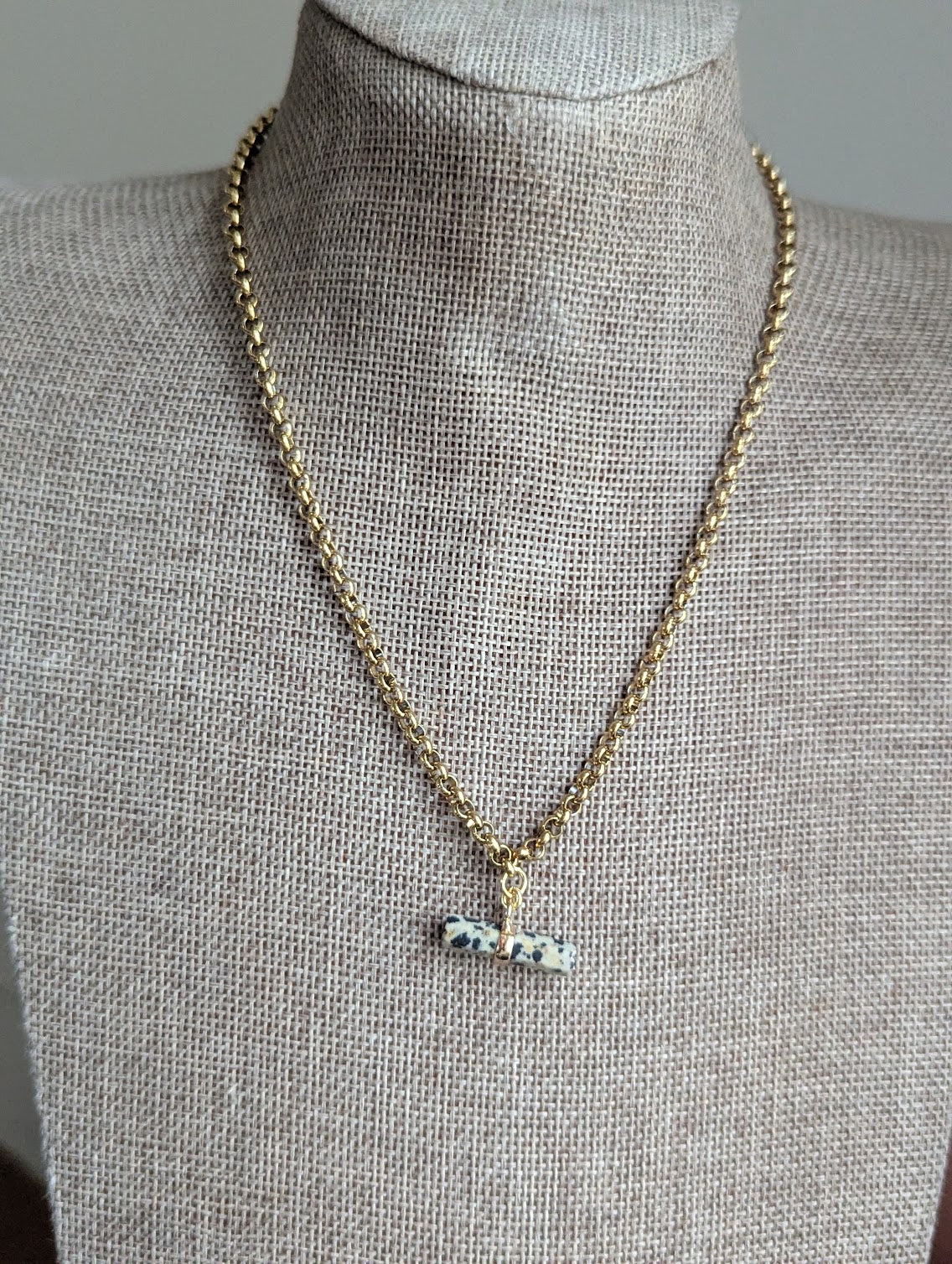 Gemstone Toggle Bar Gold Necklace (Various Stones Available)