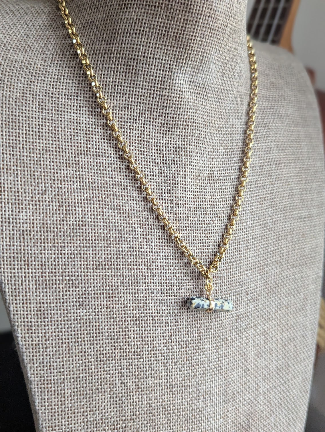 Gemstone Toggle Bar Gold Necklace (Various Stones Available)