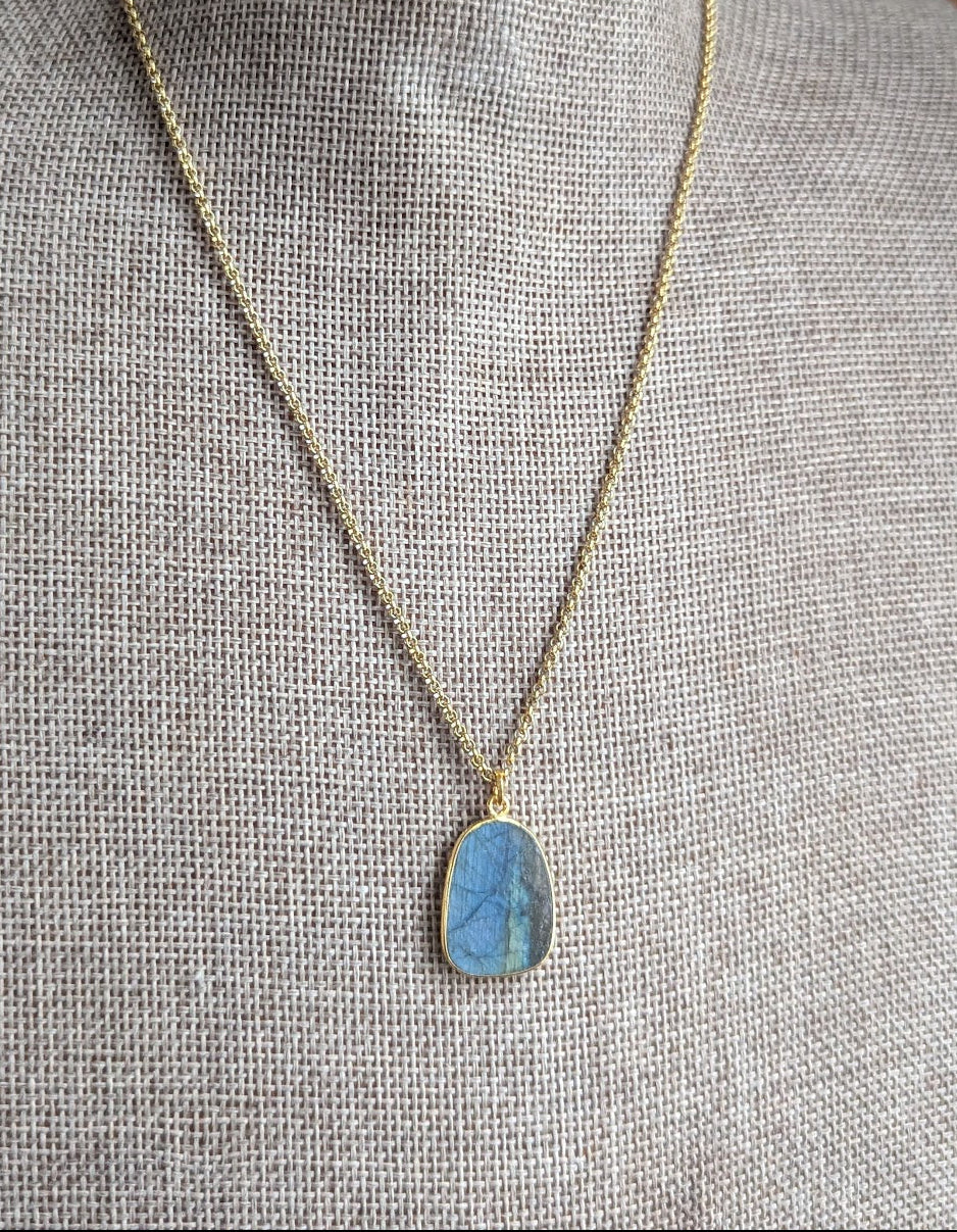 Flashy Labradorite Gold Necklace