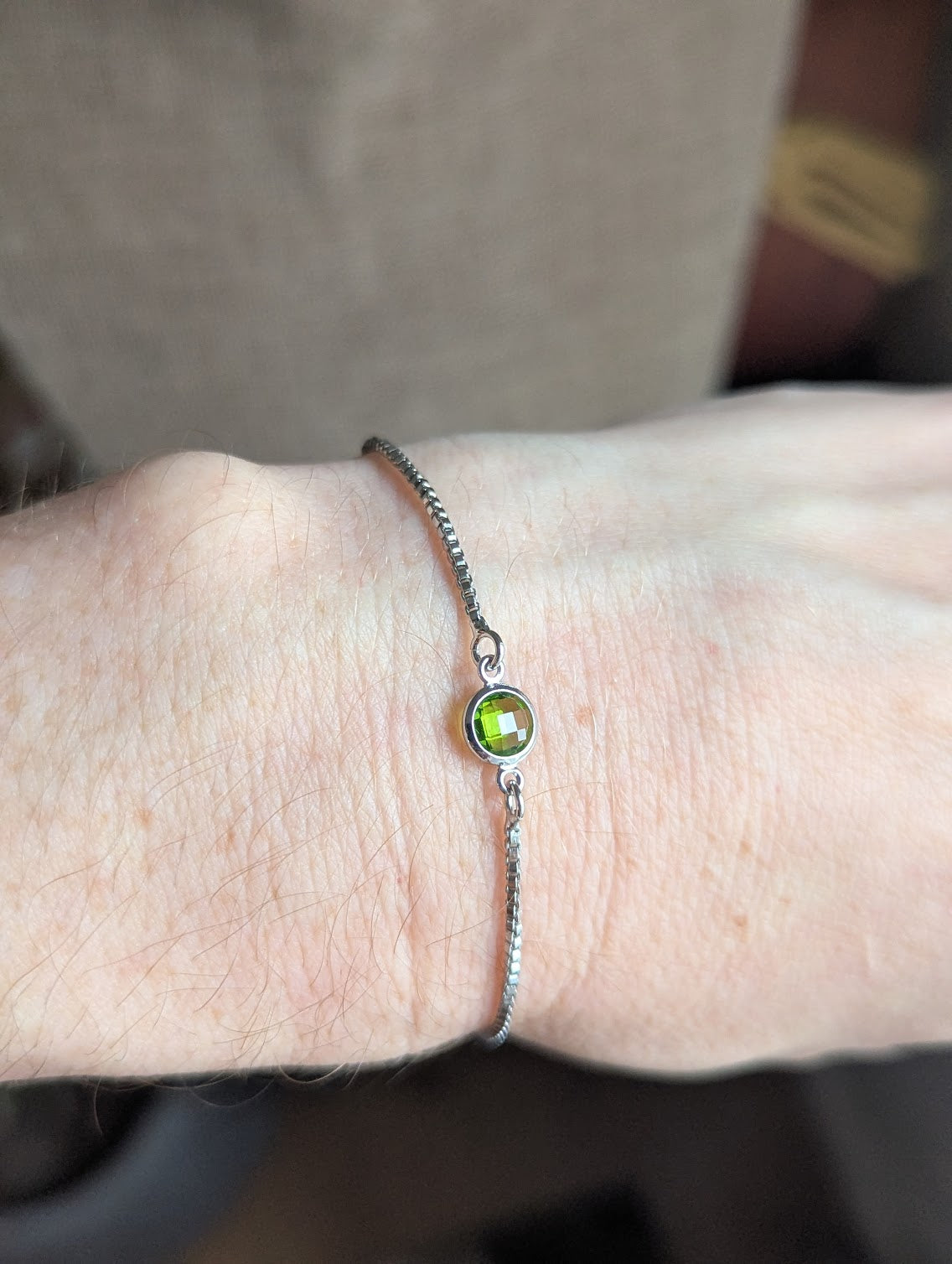 Small Faceted Gemstone Silver Slider Bracelet (Various Colors Available)