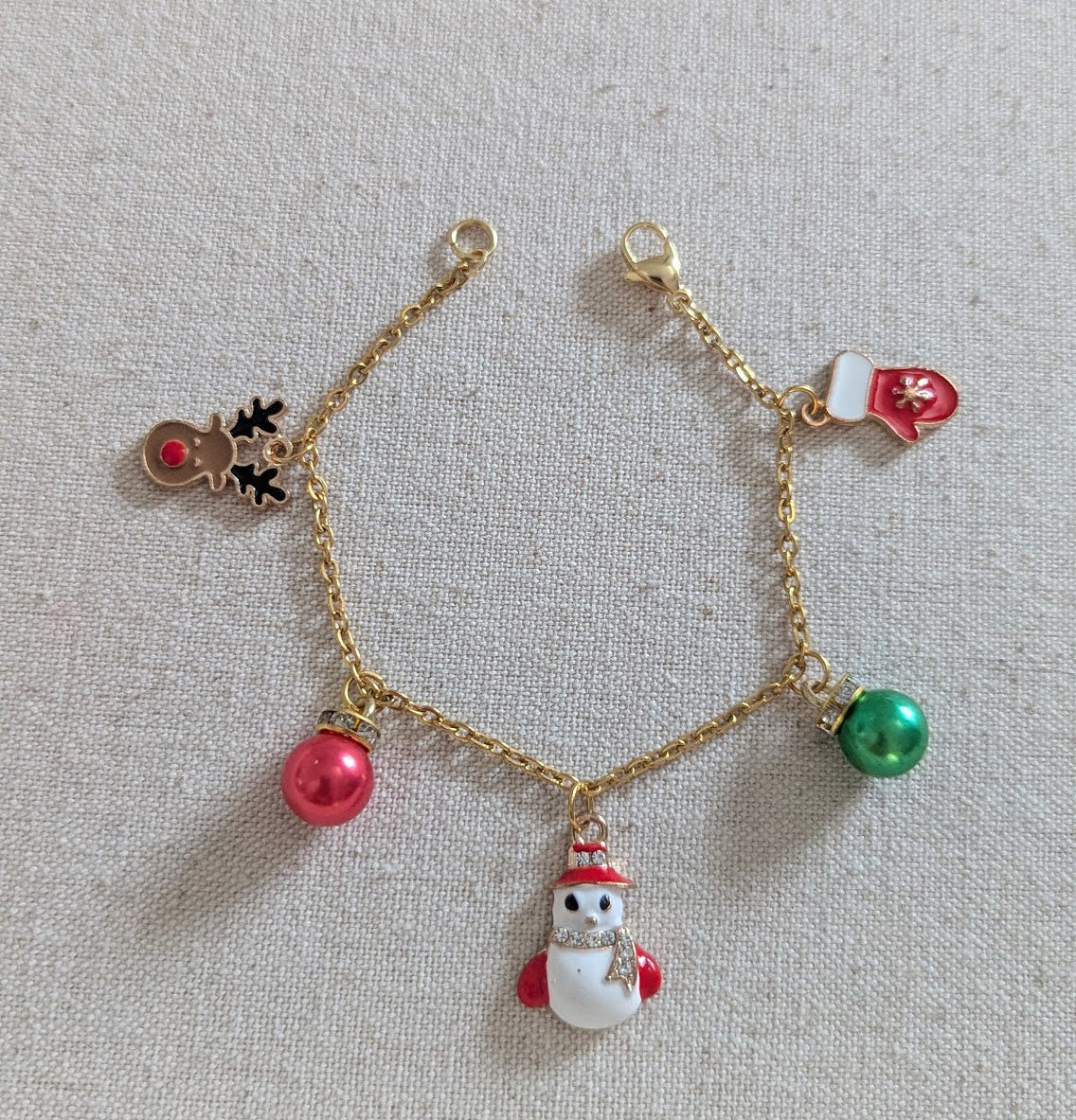 Gold Christmas Charm Bracelet (Various Styles Available)