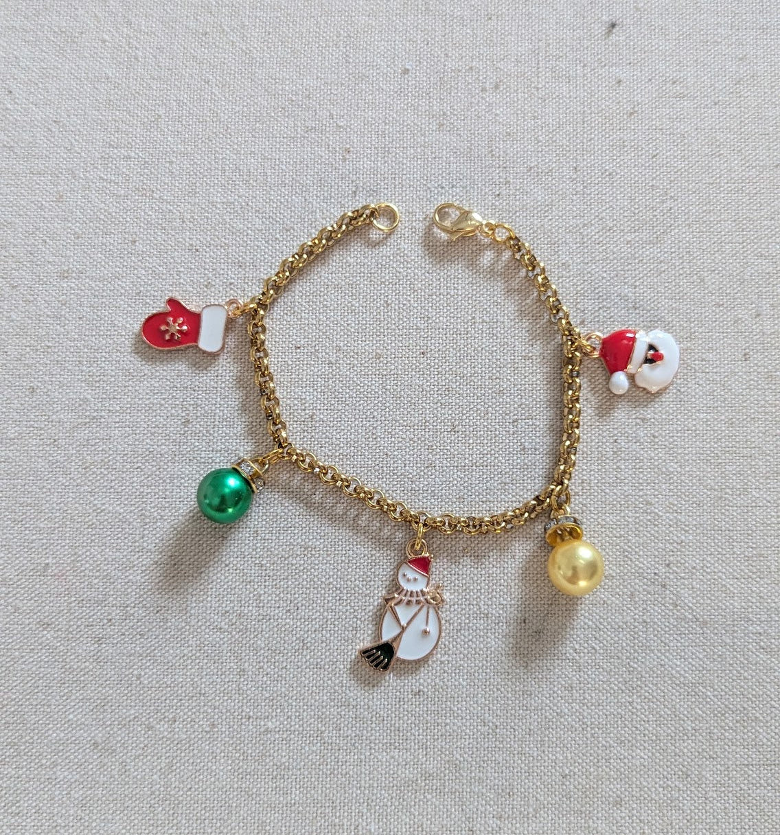 Gold Christmas Charm Bracelet (Various Styles Available)