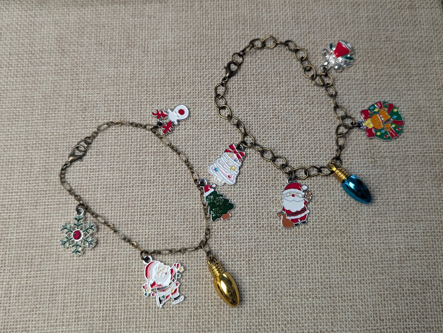 Brass Christmas Charm Bracelet (Various Styles Available)