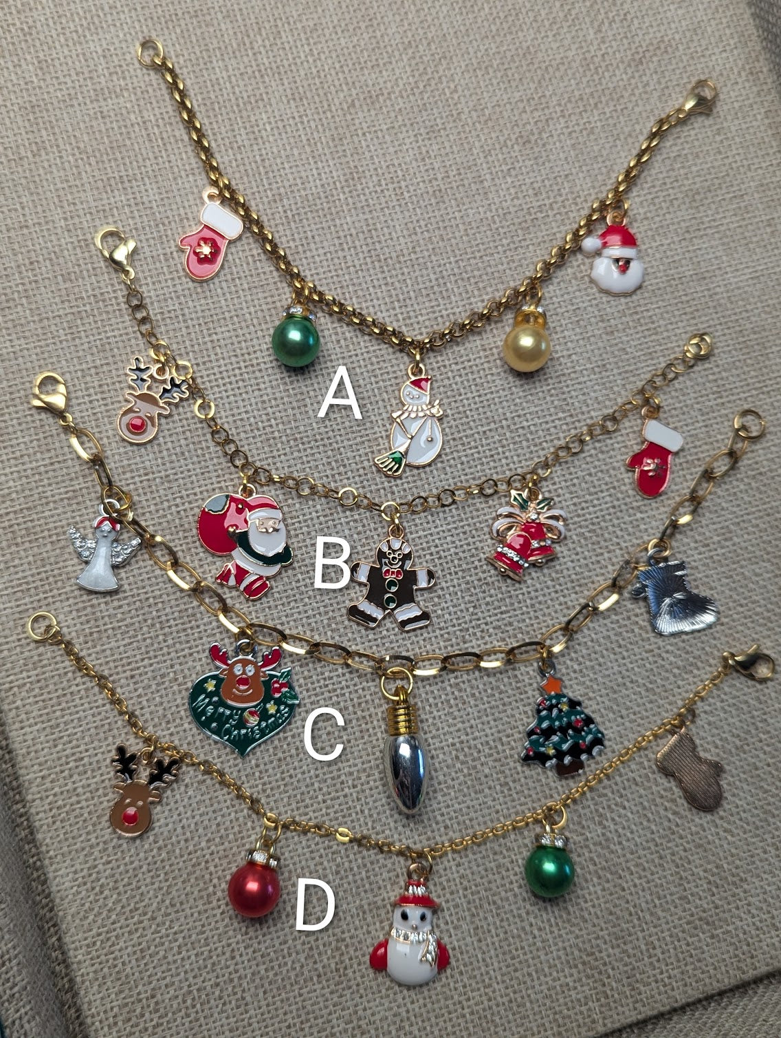 Gold Christmas Charm Bracelet (Various Styles Available)