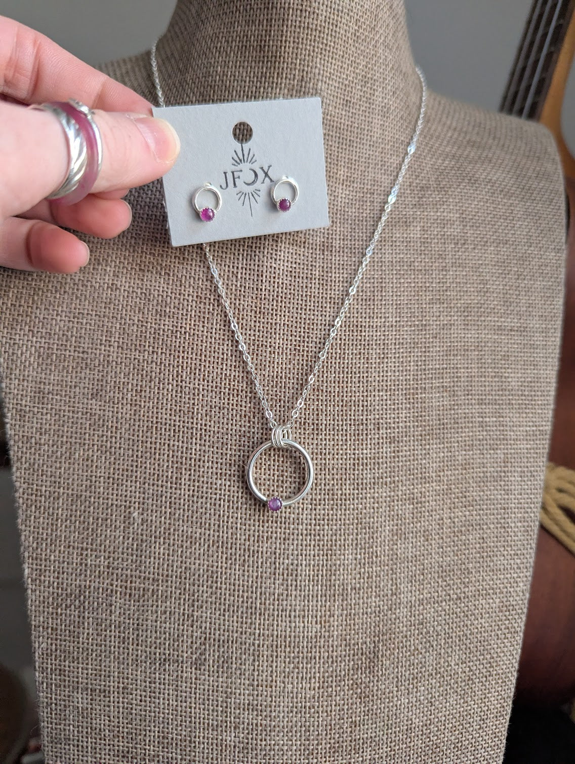 Pink Sapphire Sterling Silver Full Circle Studs