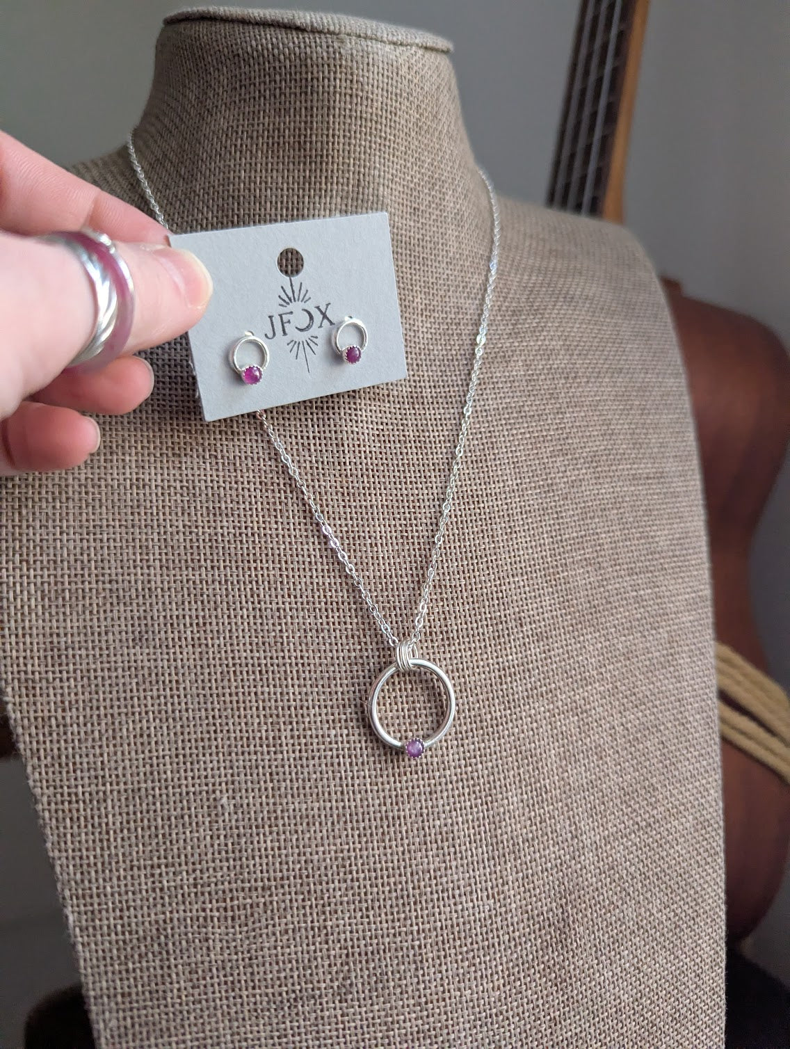 Pink Sapphire Sterling Silver Full Circle Studs