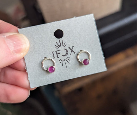 Pink Sapphire Sterling Silver Full Circle Studs