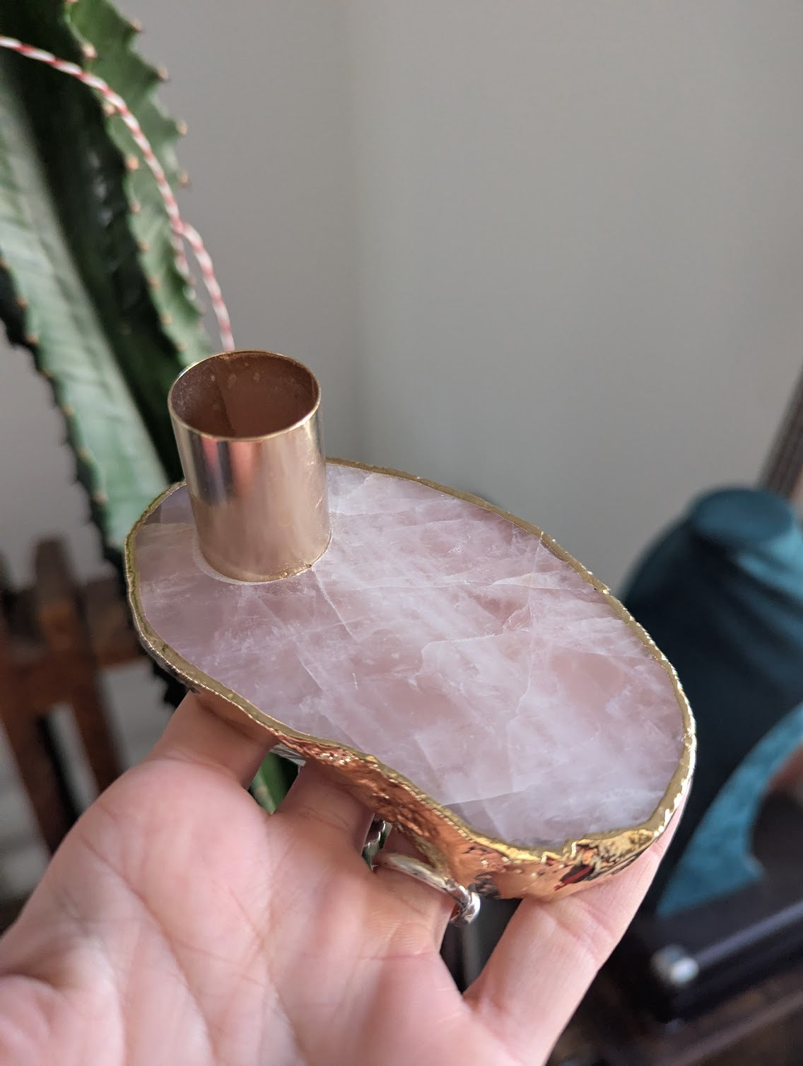 Rose Quartz Tapered Candlestick Holder (Various Stones Available)