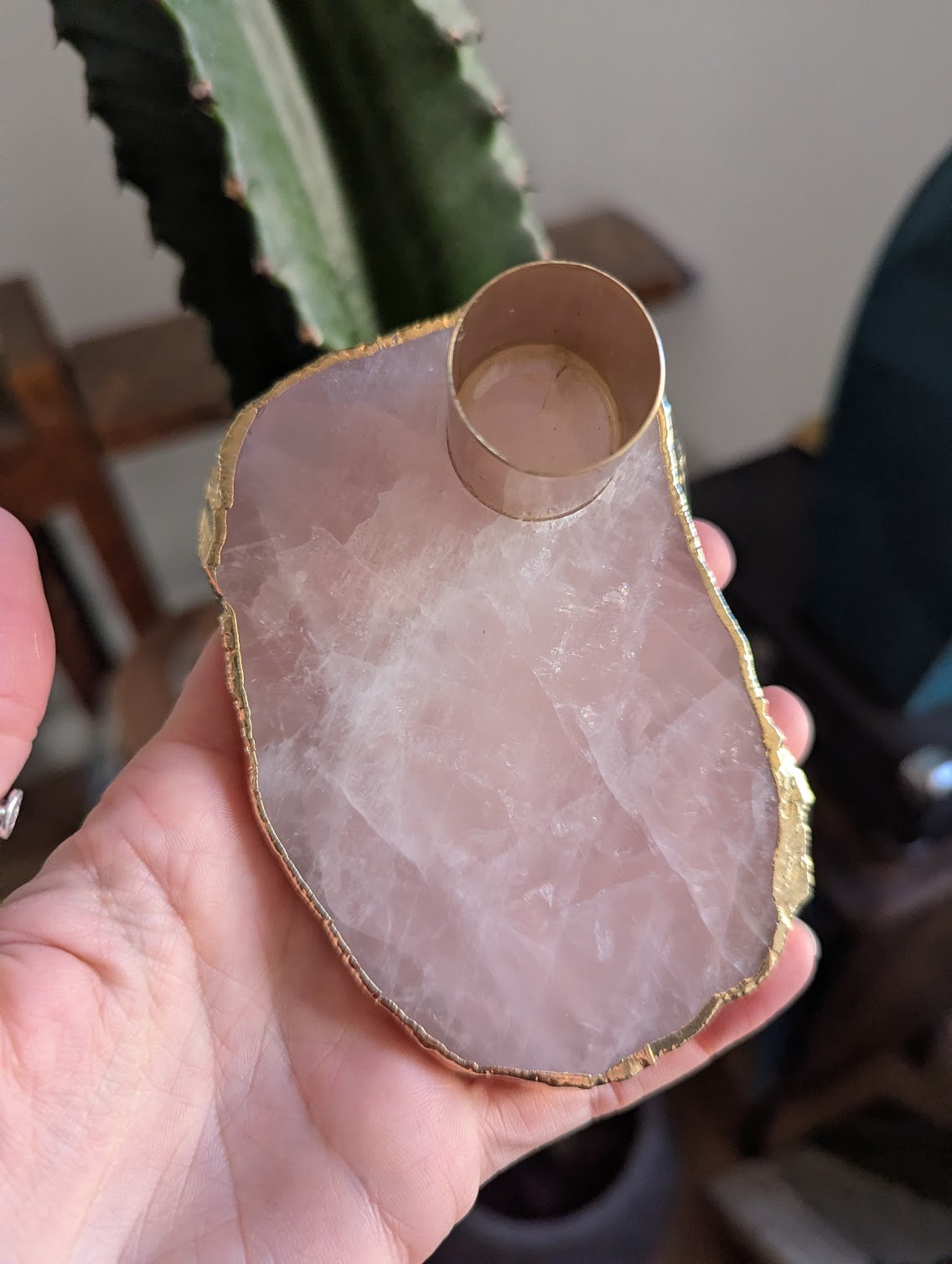 Rose Quartz Tapered Candlestick Holder (Various Stones Available)