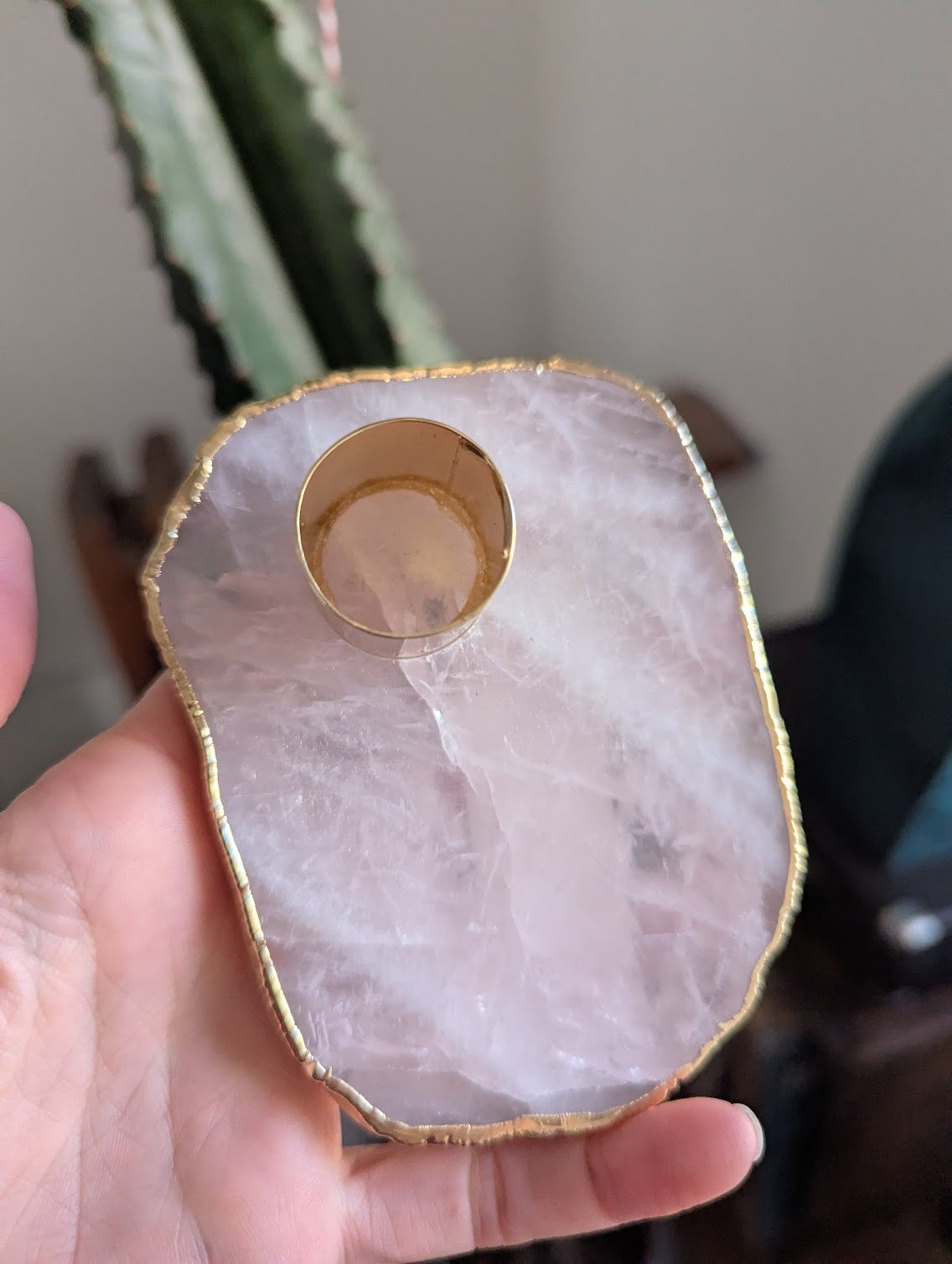 Rose Quartz Tapered Candlestick Holder (Various Stones Available)