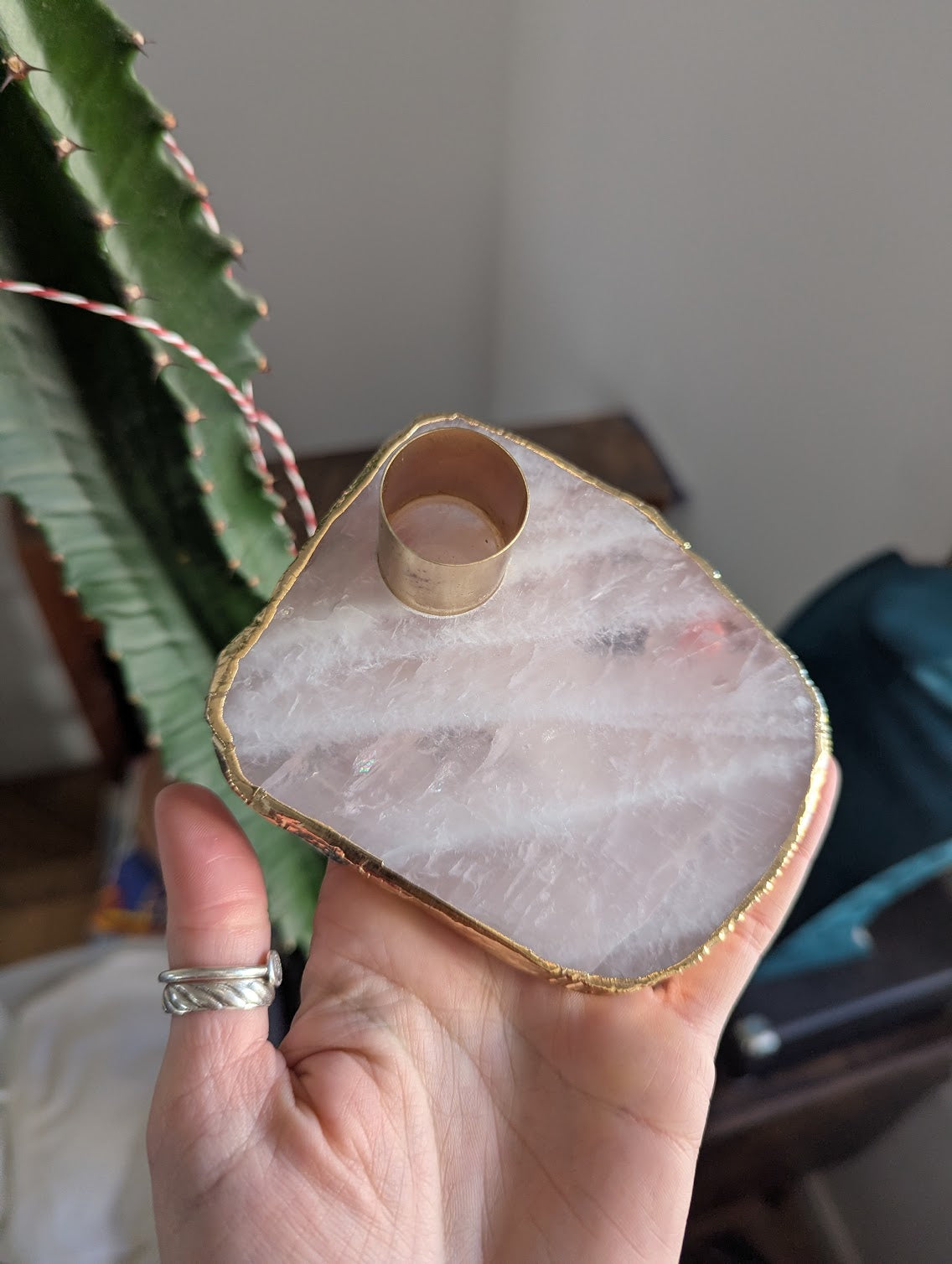 Rose Quartz Tapered Candlestick Holder (Various Stones Available)