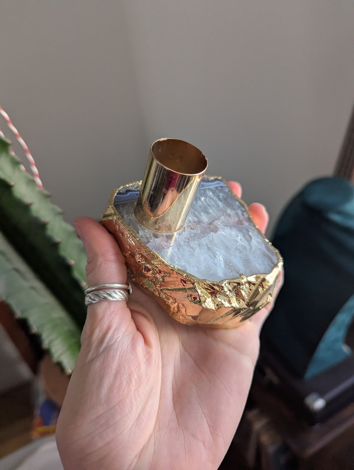 Agate Tapered Candlestick Holder (Various Stones Available)