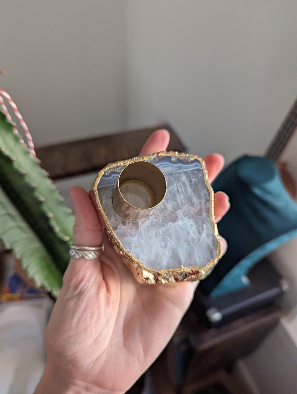 Agate Tapered Candlestick Holder (Various Stones Available)