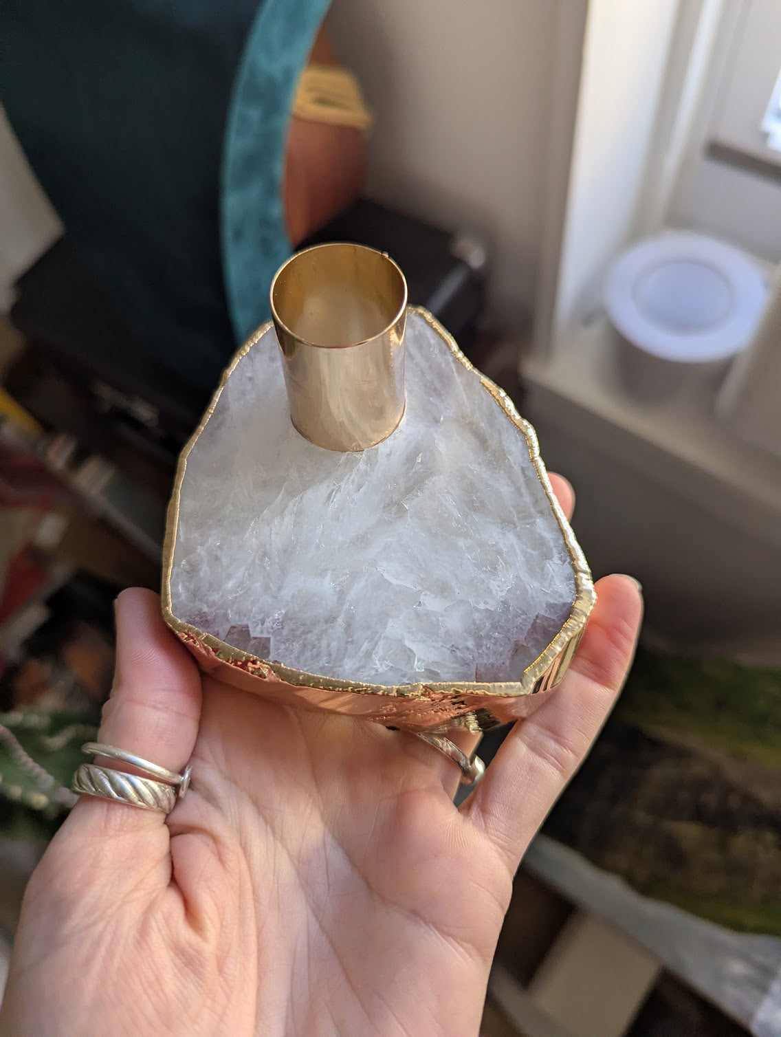 Agate Tapered Candlestick Holder (Various Stones Available)