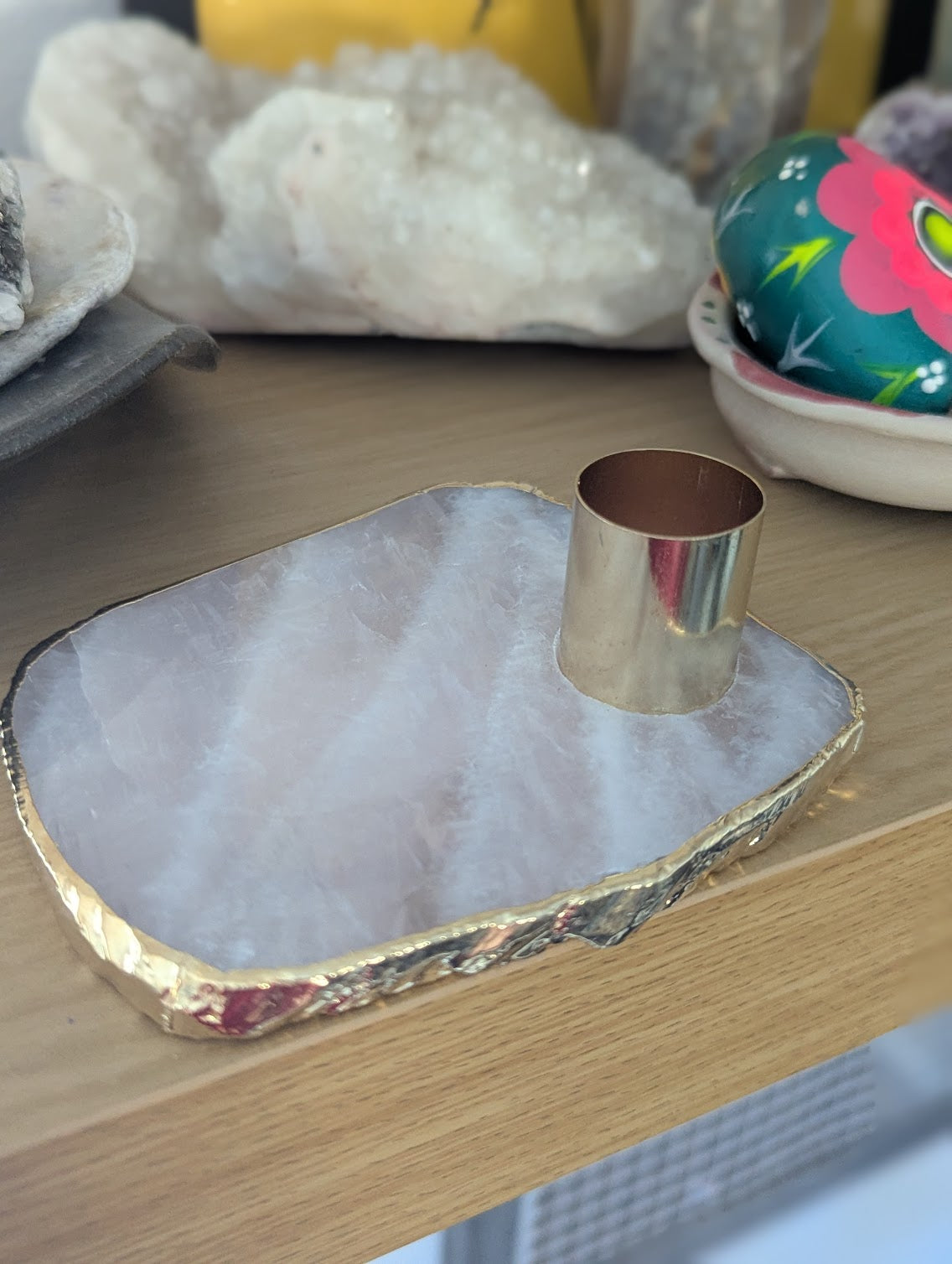 Rose Quartz Tapered Candlestick Holder (Various Stones Available)
