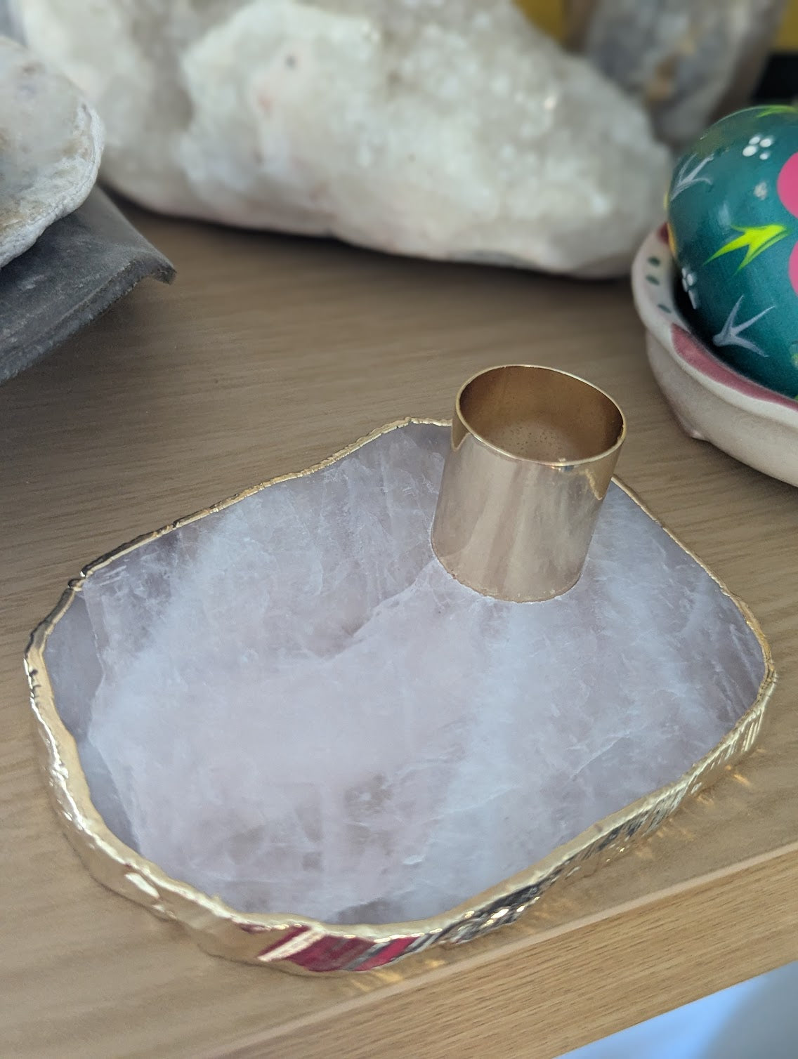 Rose Quartz Tapered Candlestick Holder (Various Stones Available)