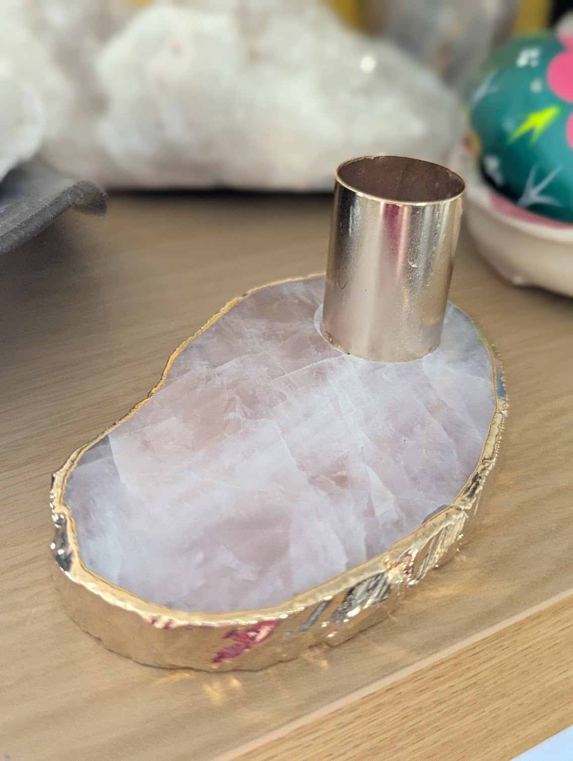 Rose Quartz Tapered Candlestick Holder (Various Stones Available)