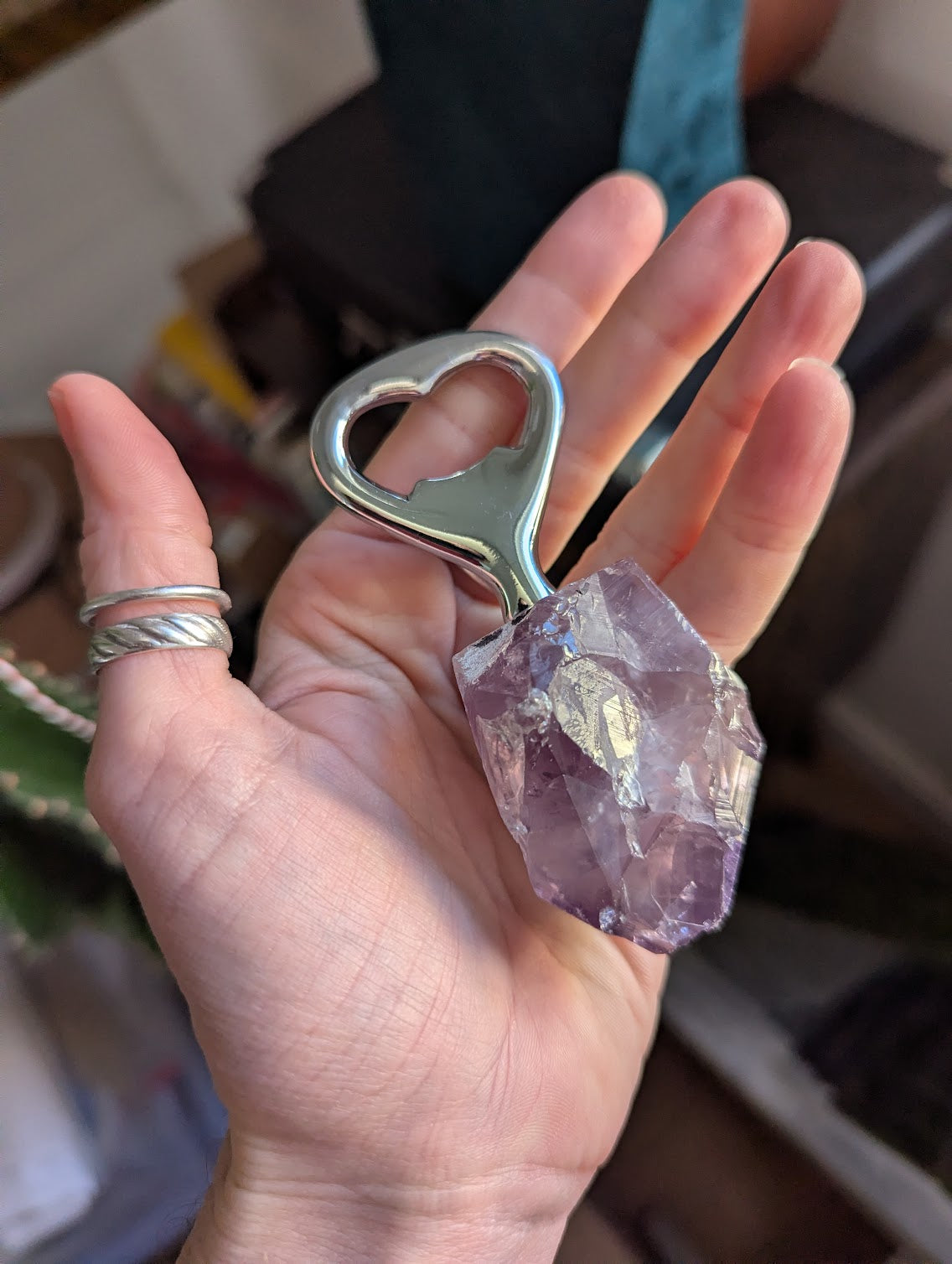 Raw Amethyst Stainless Bottle Opener