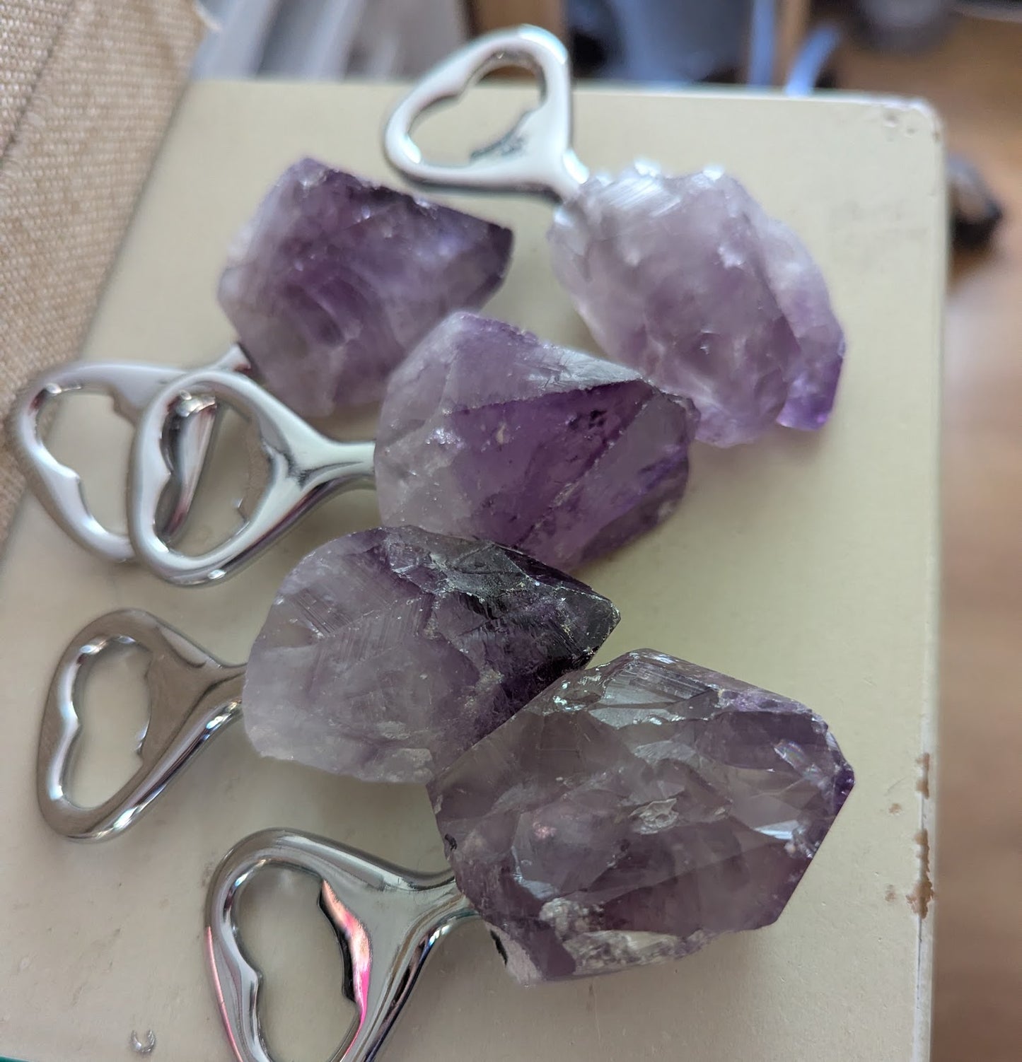 Raw Amethyst Stainless Bottle Opener
