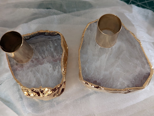 Agate Tapered Candlestick Holder (Various Stones Available)