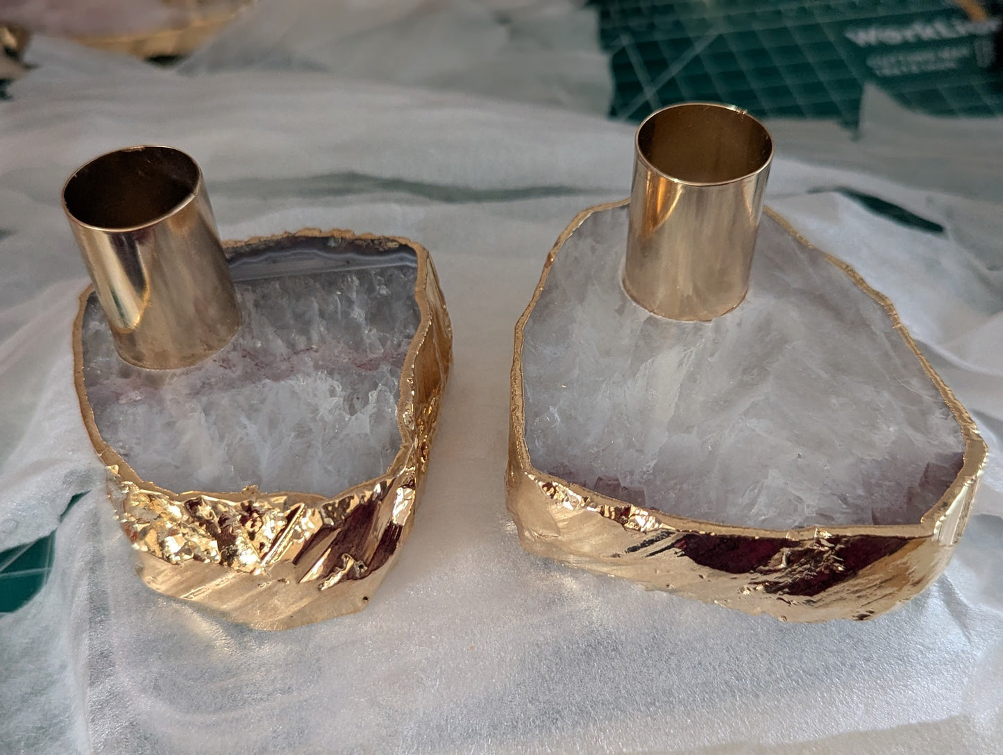 Agate Tapered Candlestick Holder (Various Stones Available)