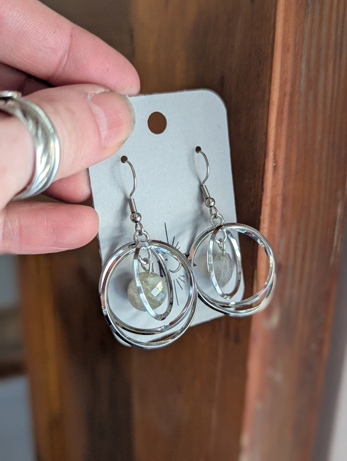 Labradorite Orbital Earrings (Silver or Gold)