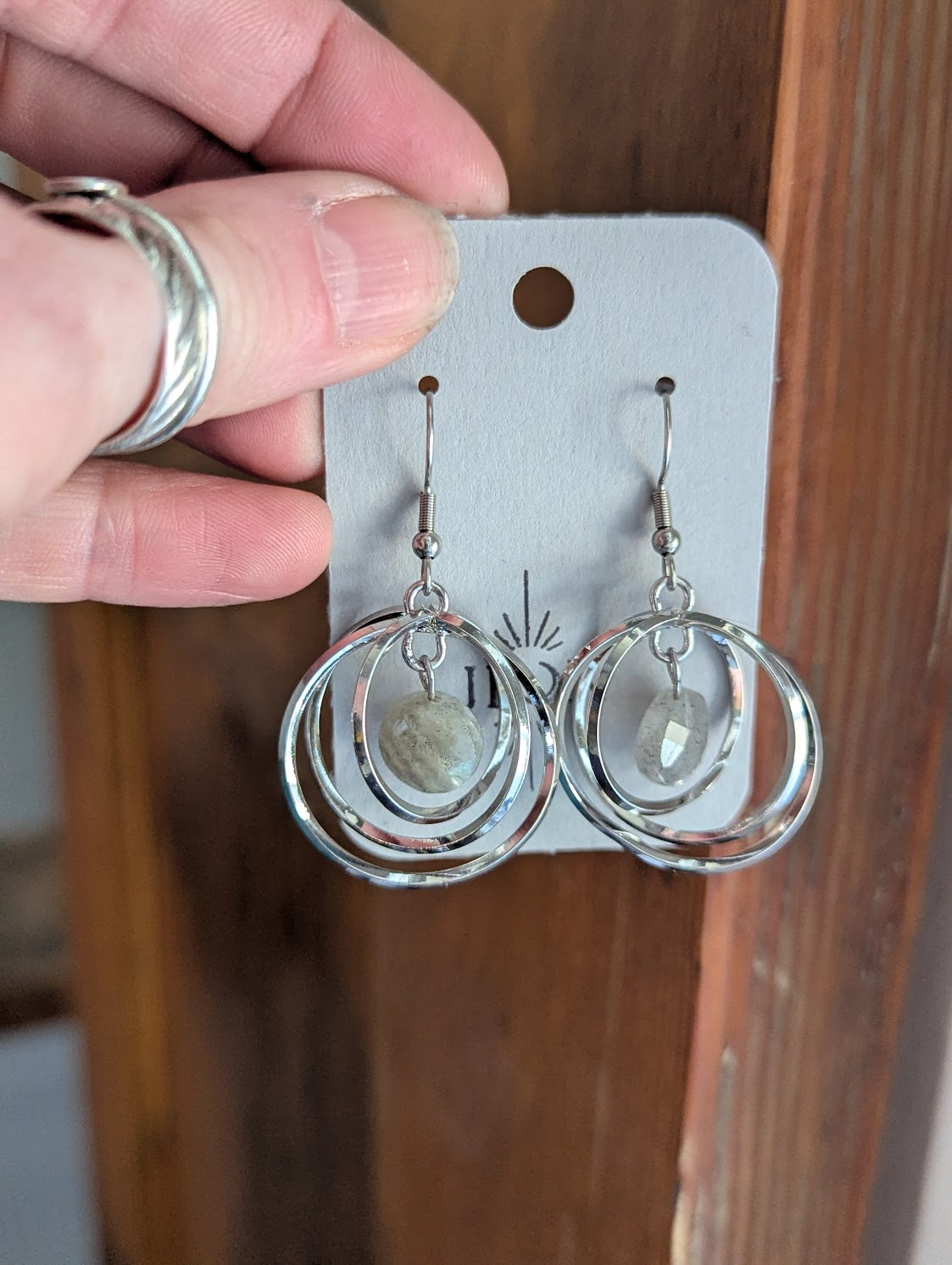 Labradorite Orbital Earrings (Silver or Gold)
