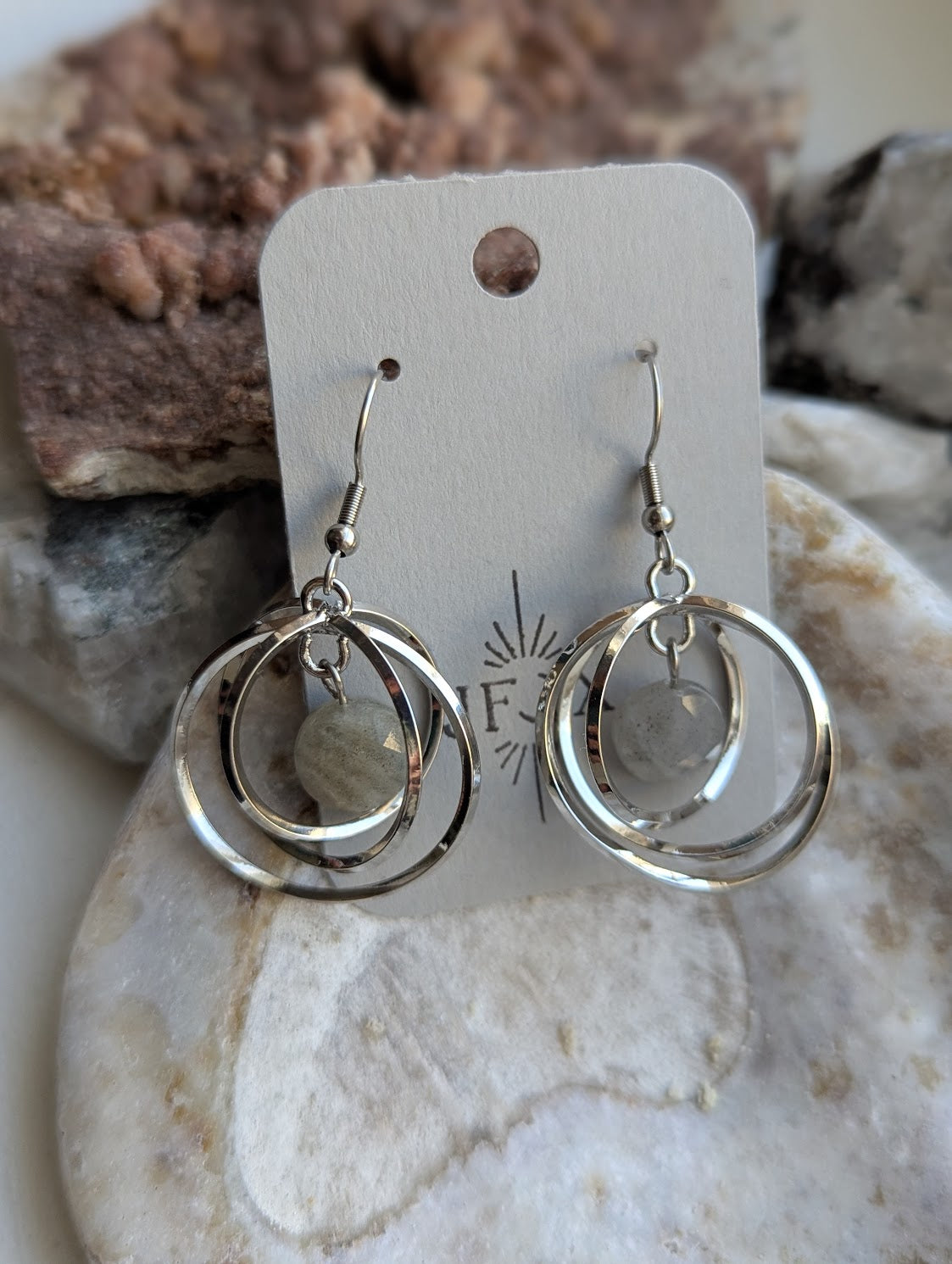 Labradorite Orbital Earrings (Silver or Gold)