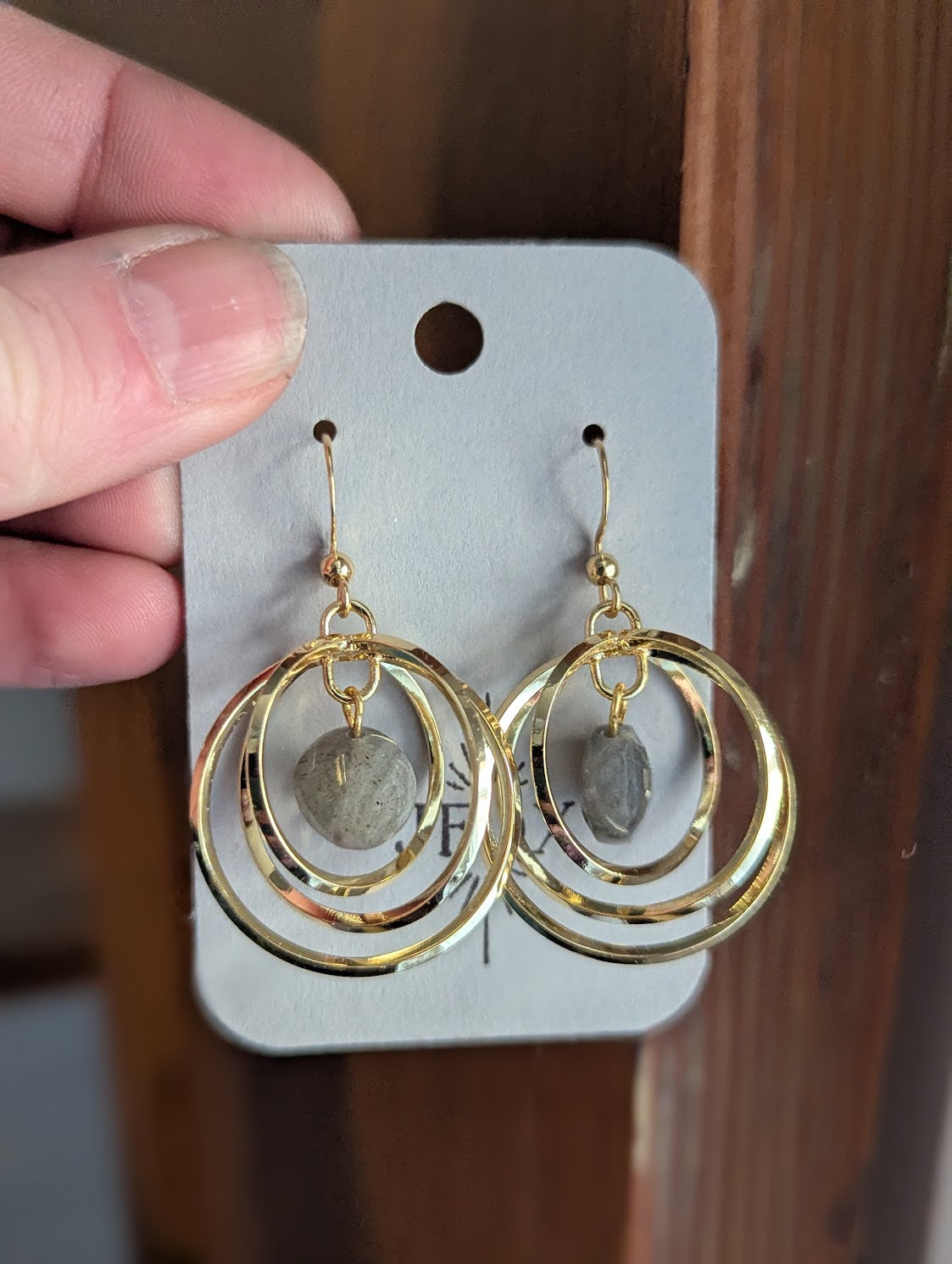 Labradorite Orbital Earrings (Silver or Gold)
