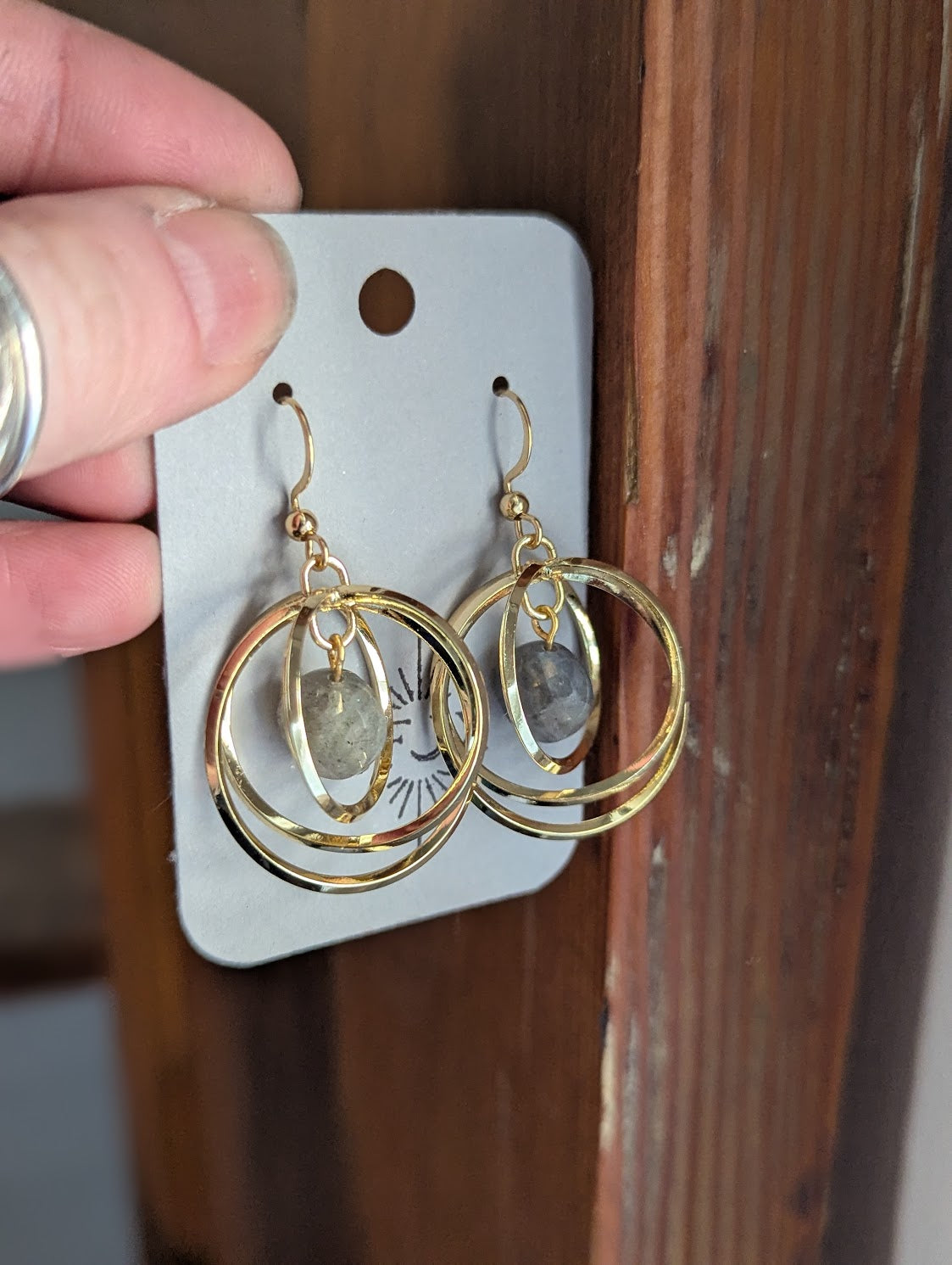 Labradorite Orbital Earrings (Silver or Gold)