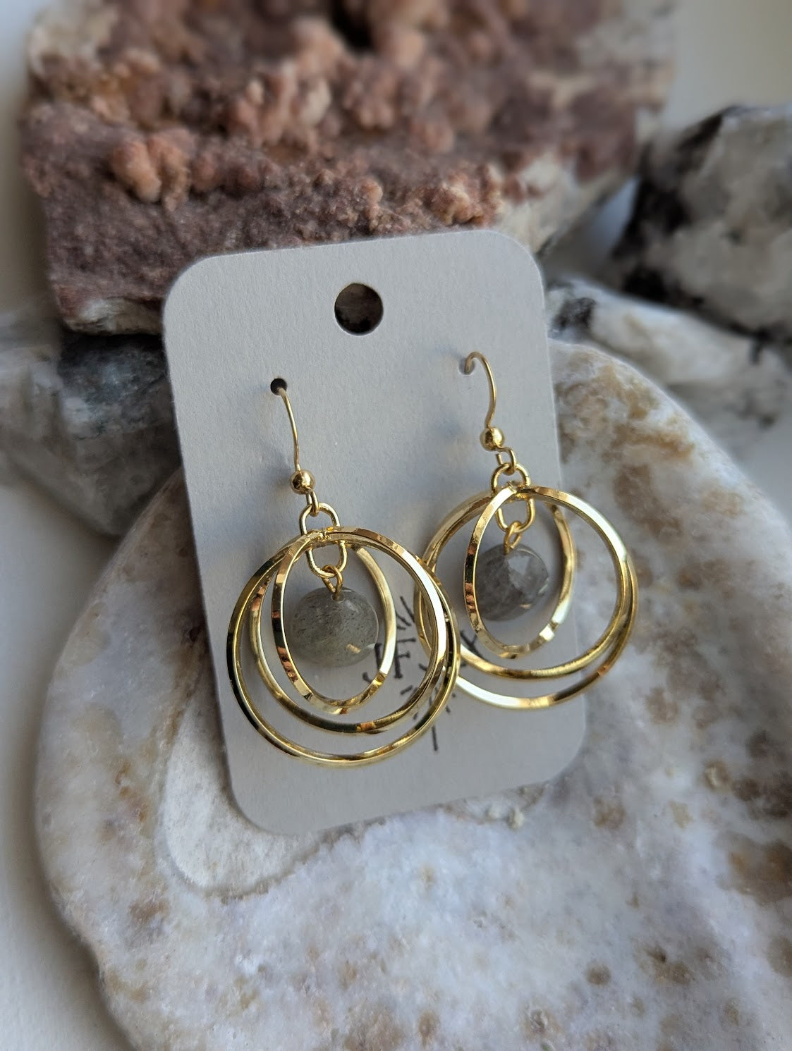 Labradorite Orbital Earrings (Silver or Gold)
